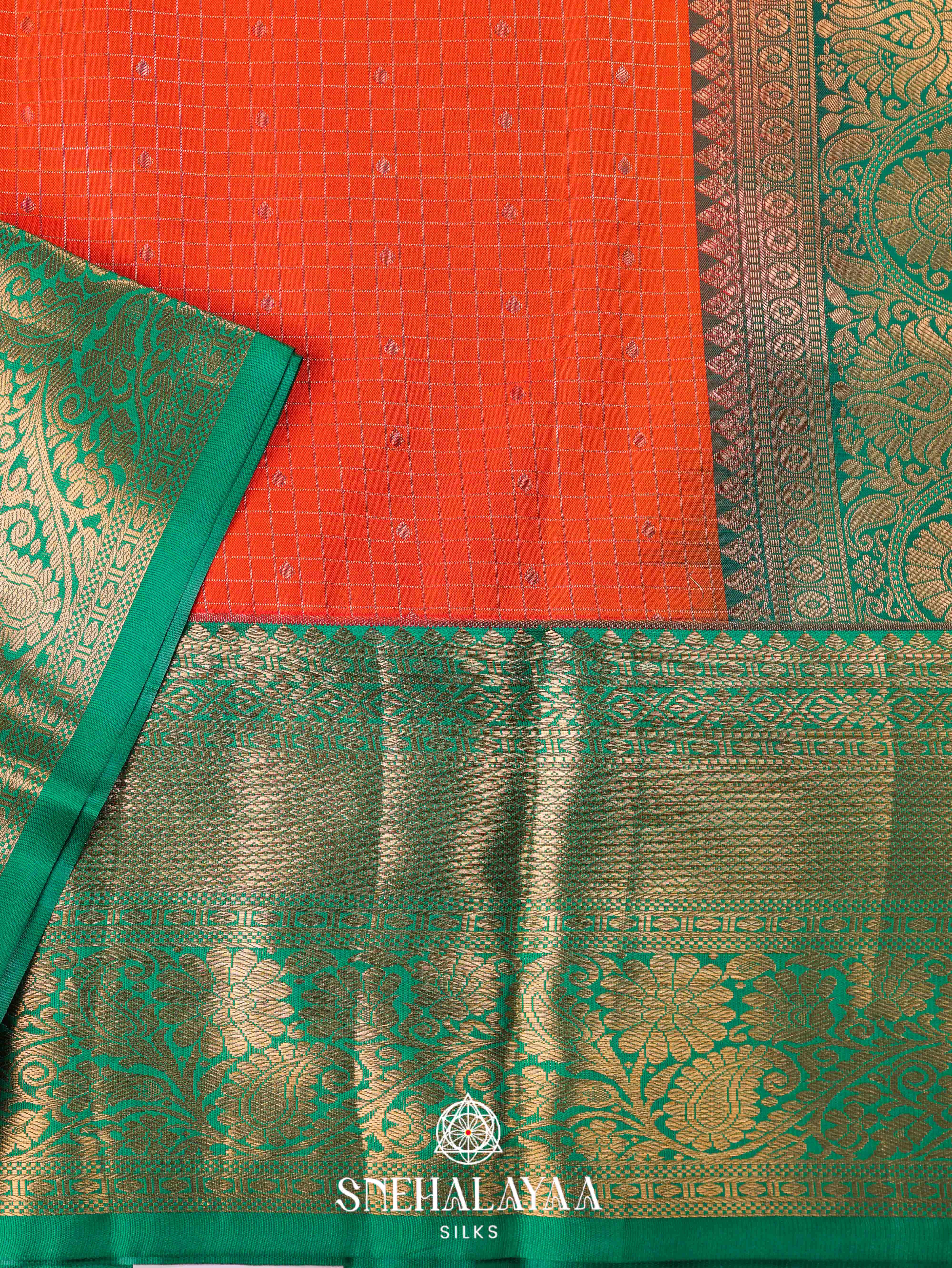 Orange Art Silk Saree