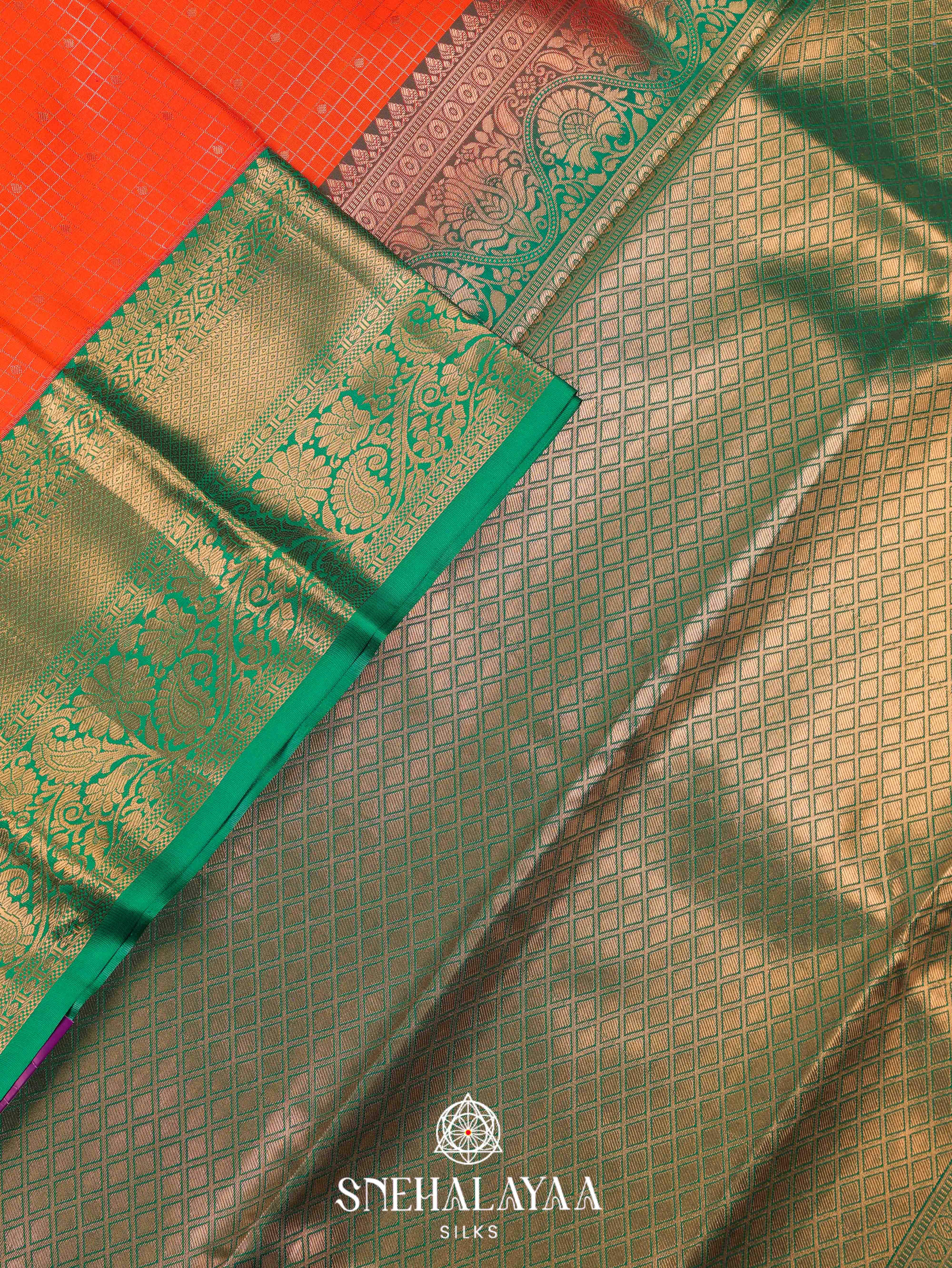 Orange Art Silk Saree