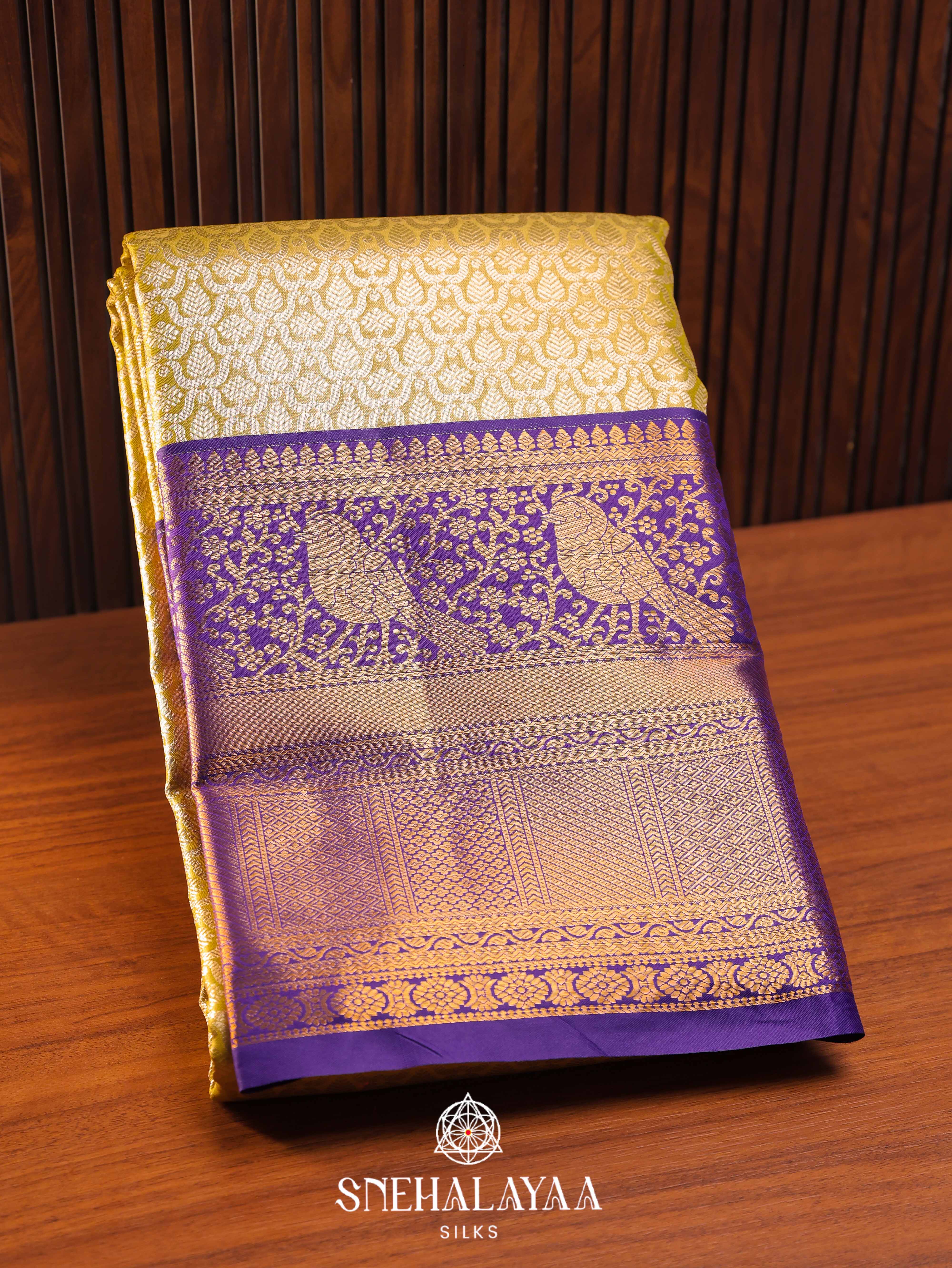 Yellow Art Silk Saree