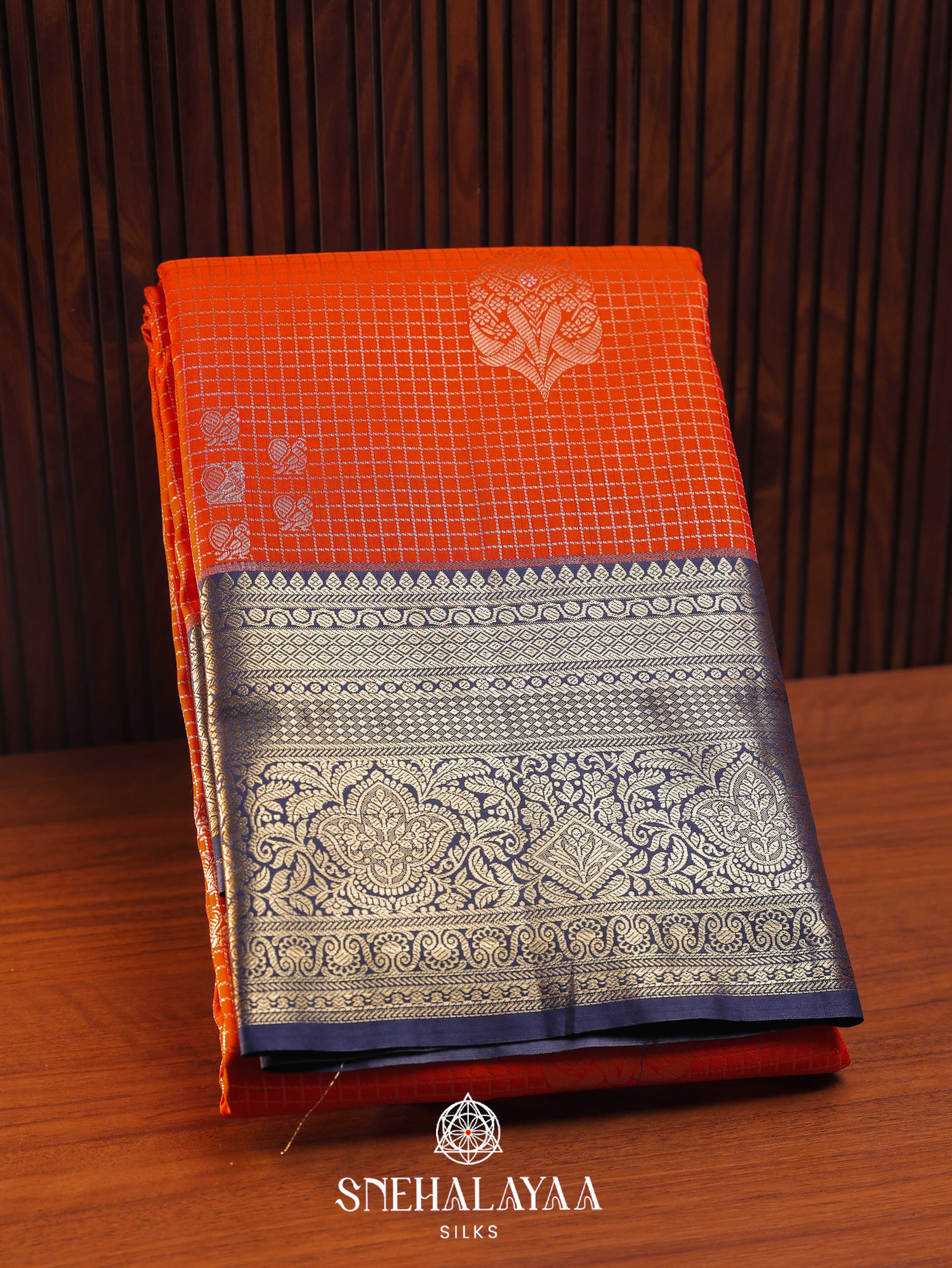 Orange Art Silk Saree