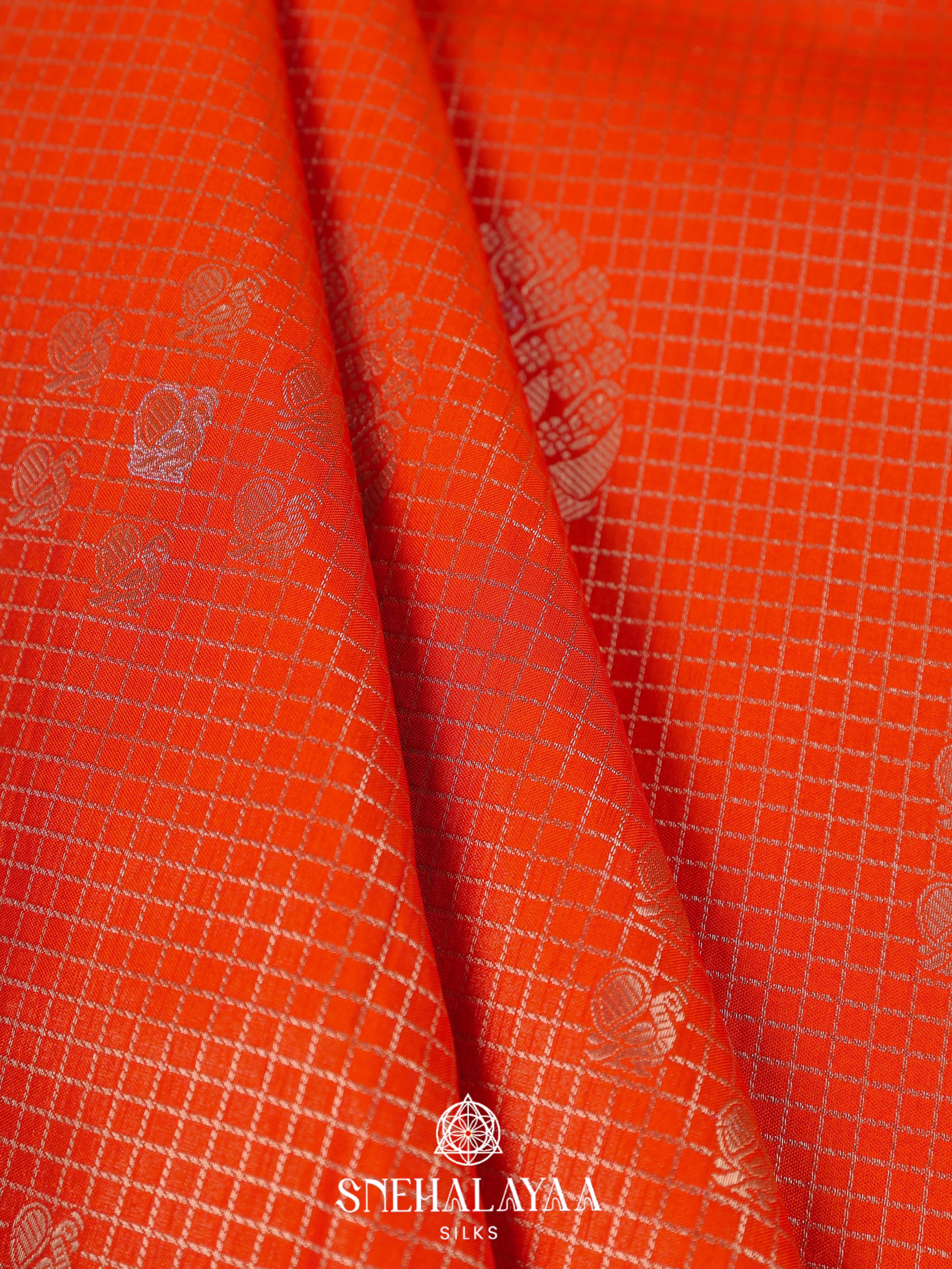 Orange Art Silk Saree