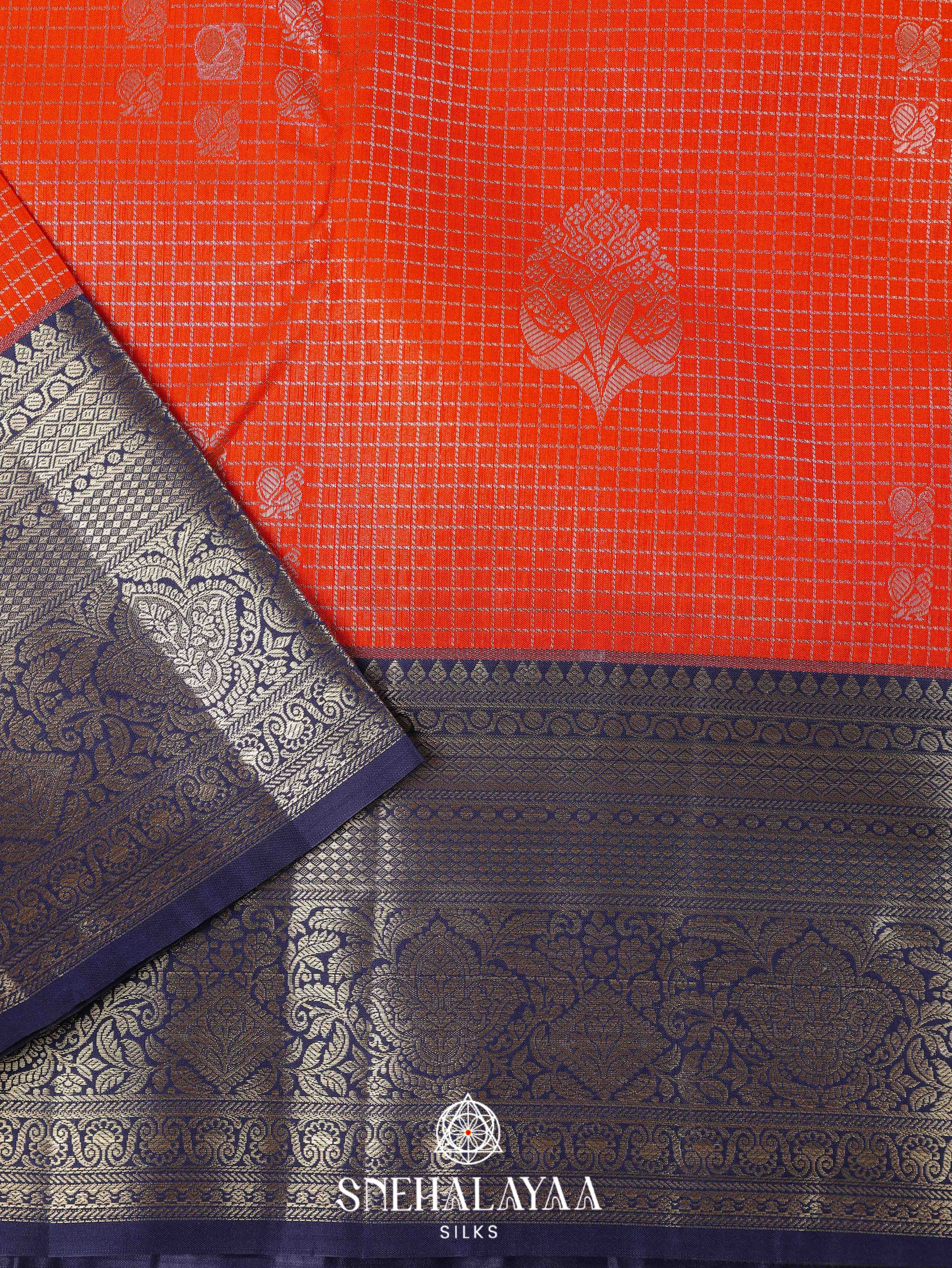 Orange Art Silk Saree