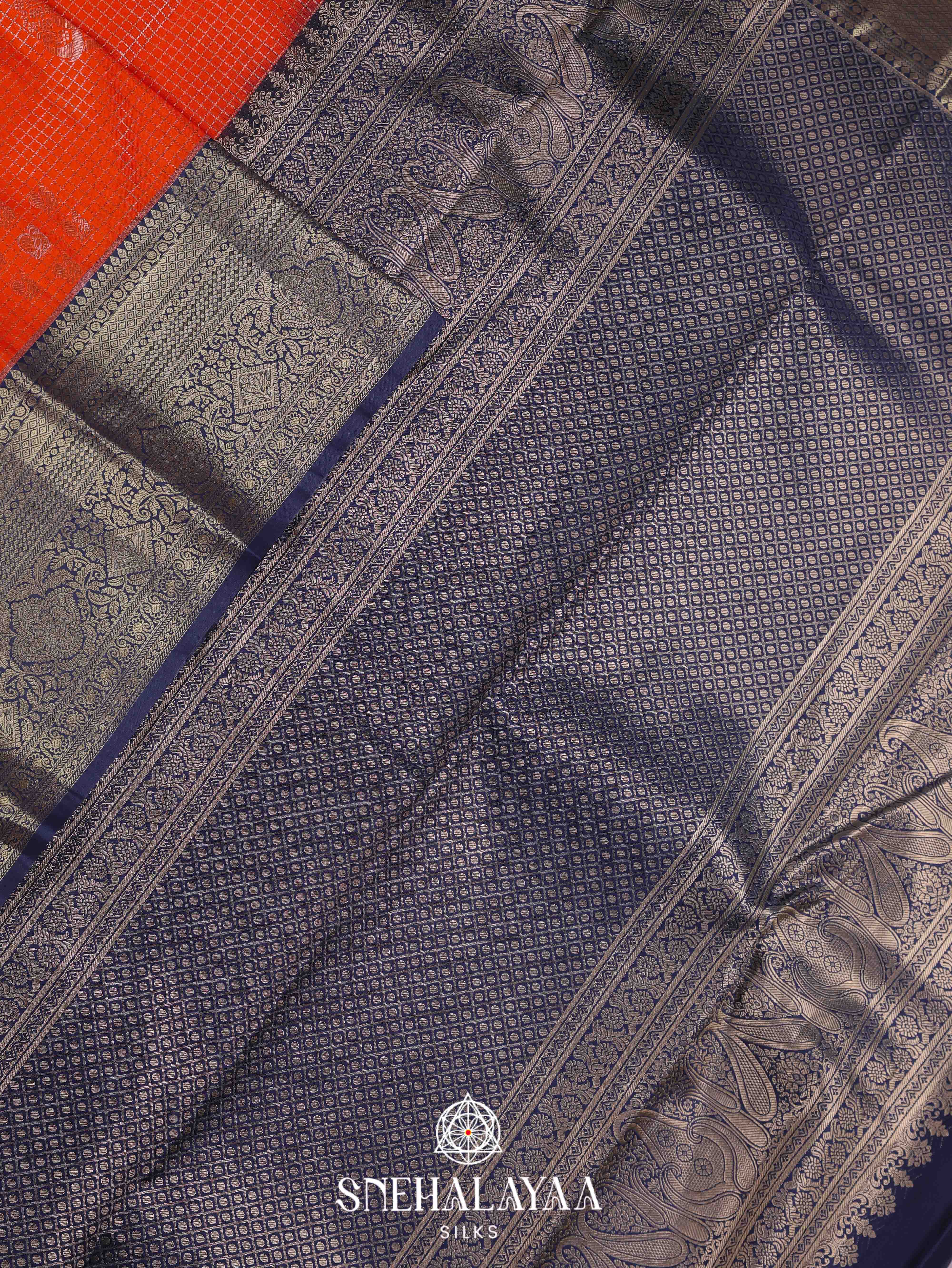 Orange Art Silk Saree