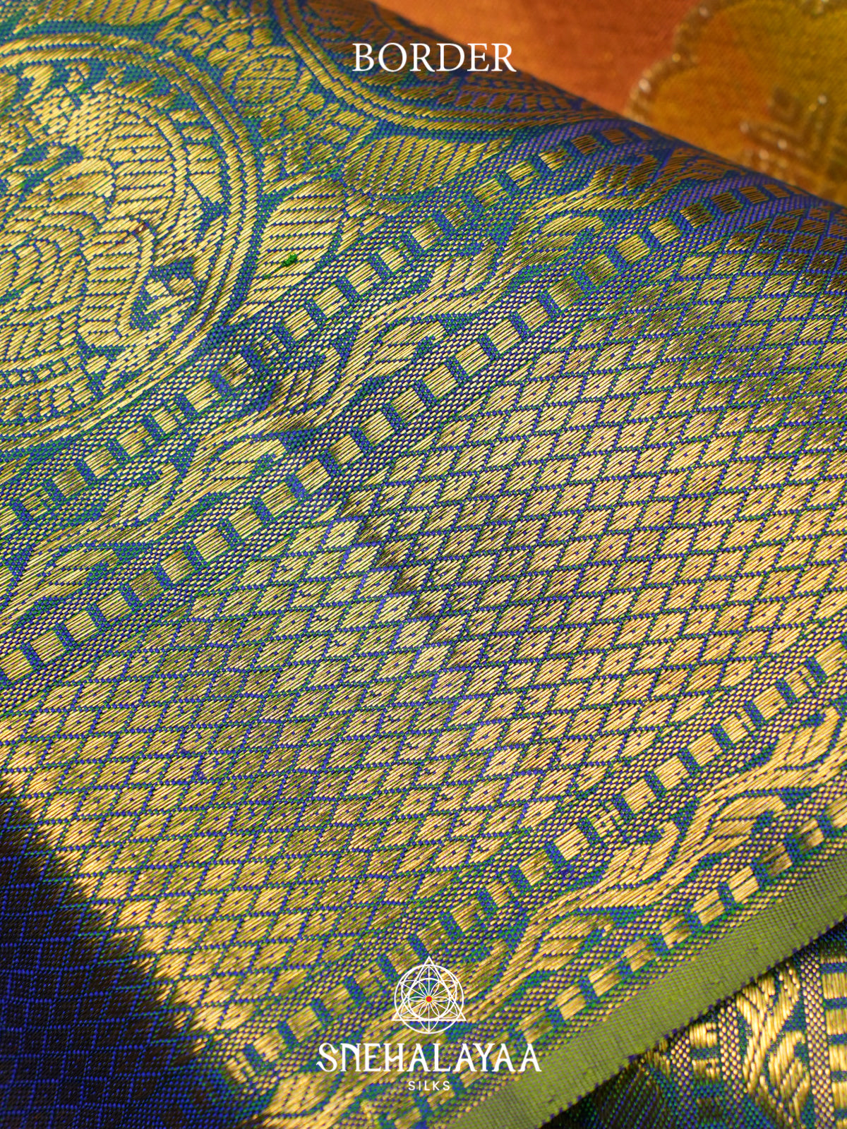 Mustard Yellow Kanchi Kora Silk Saree with Blue Zari Border