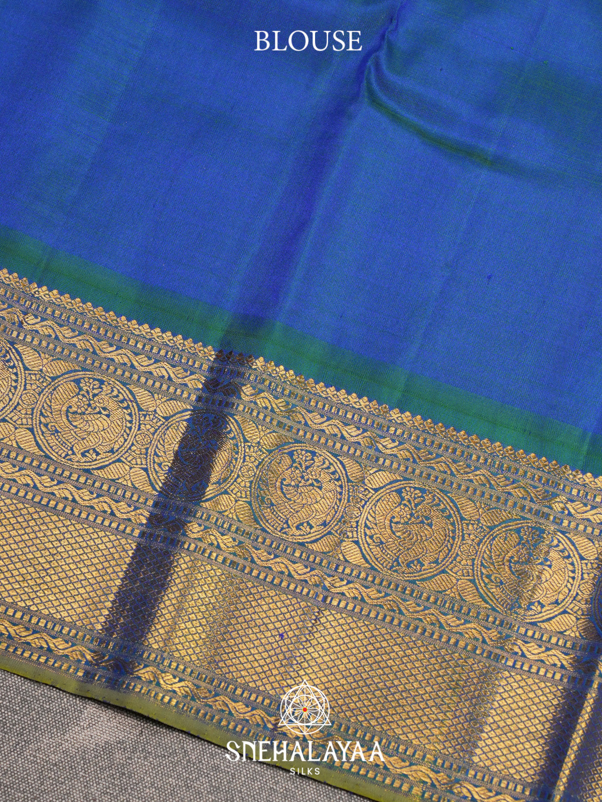 Mustard Yellow Kanchi Kora Silk Saree with Blue Zari Border