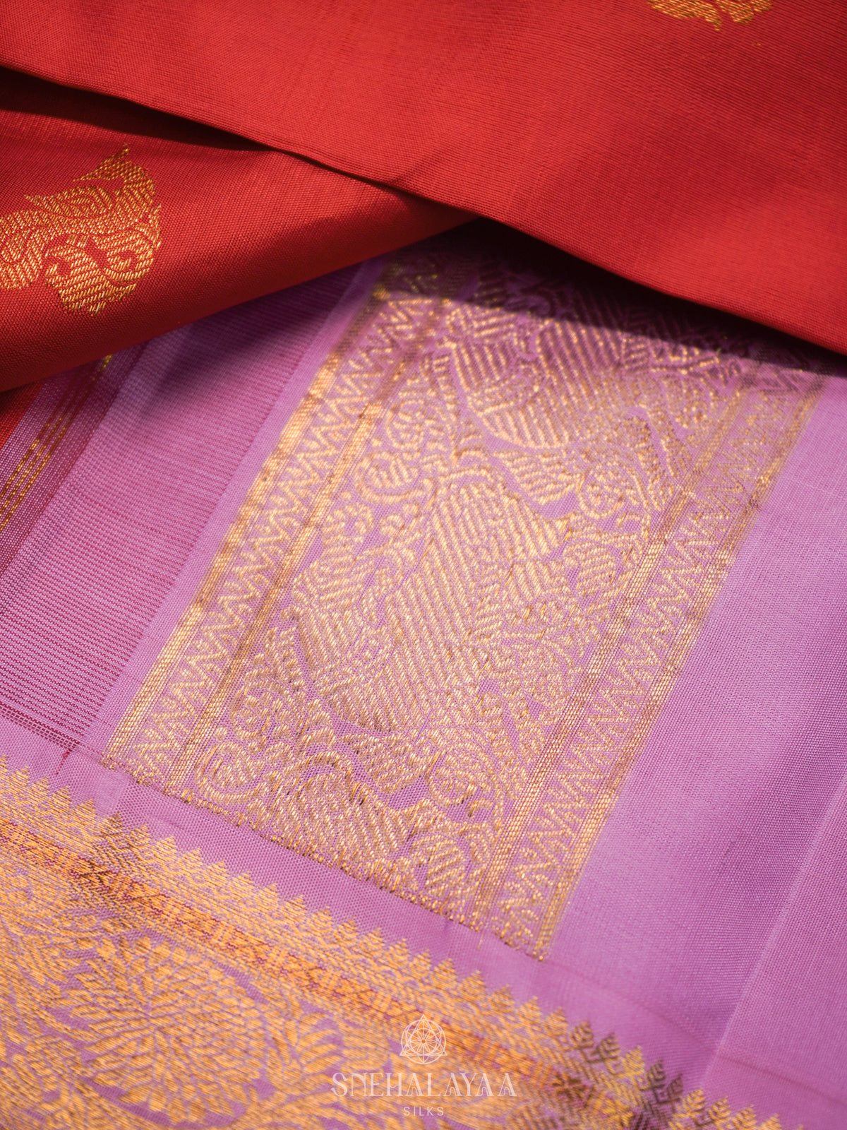 Ruby Red Kanjivaram Silk Saree