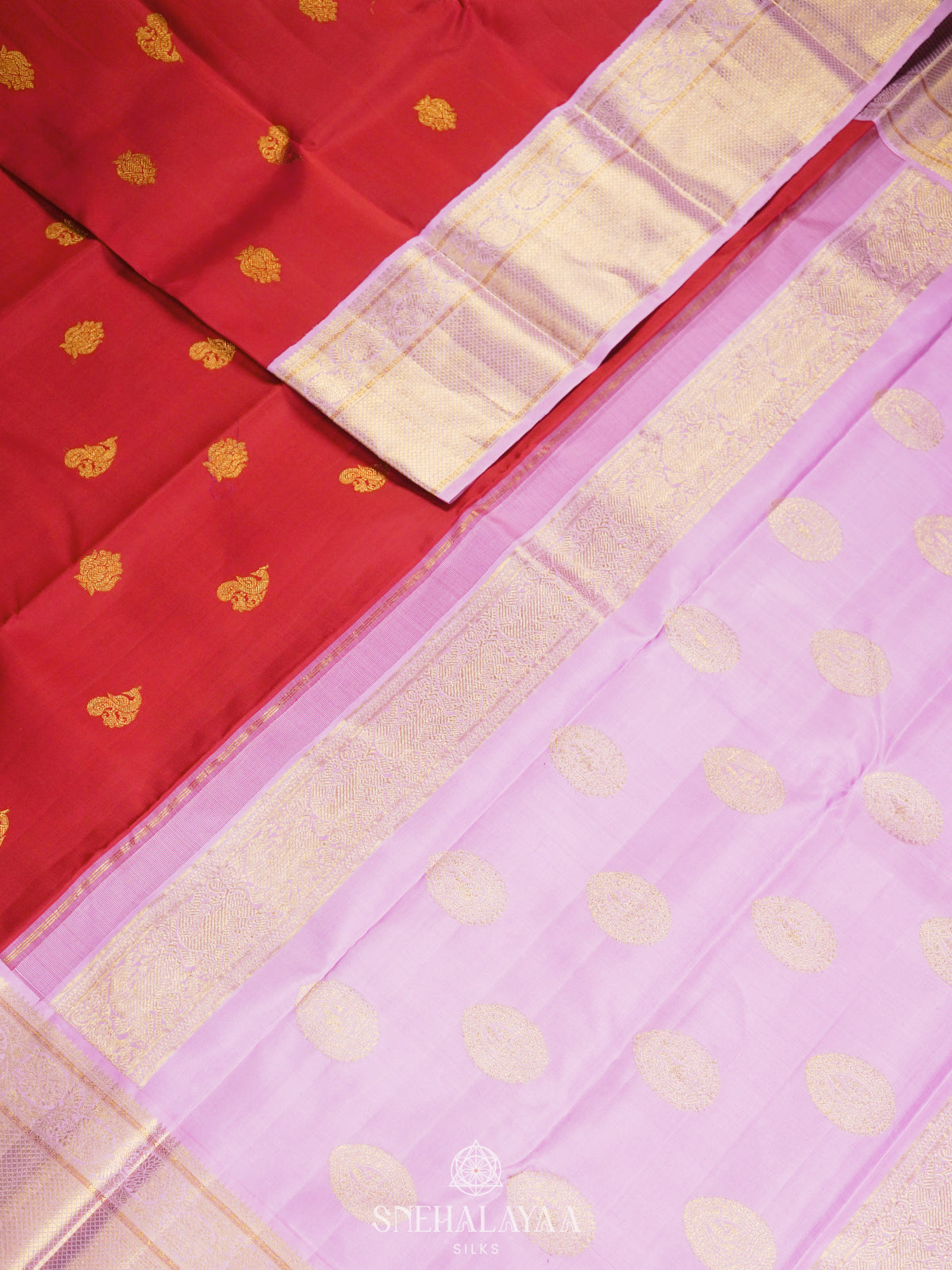 Ruby Red Kanjivaram Silk Saree