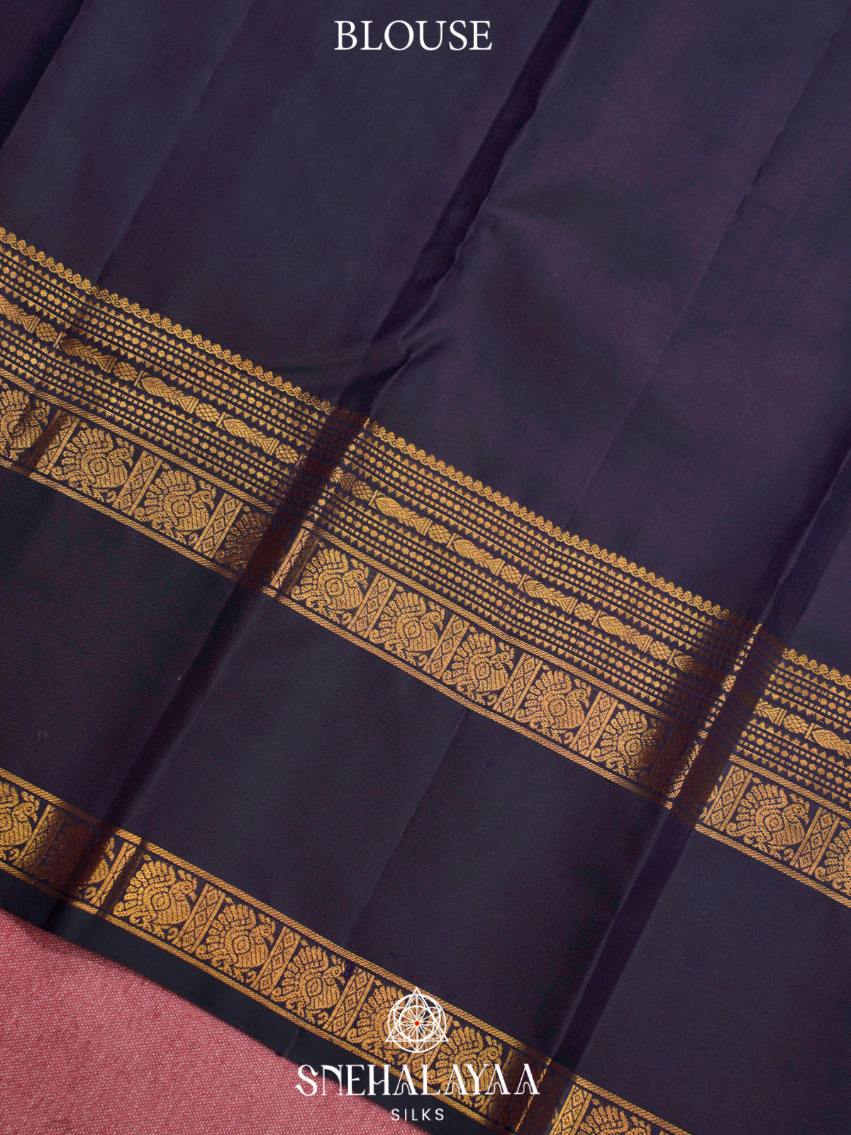 Rani Pink Kanjivaram Silk Saree with Navy Blue Zari Border