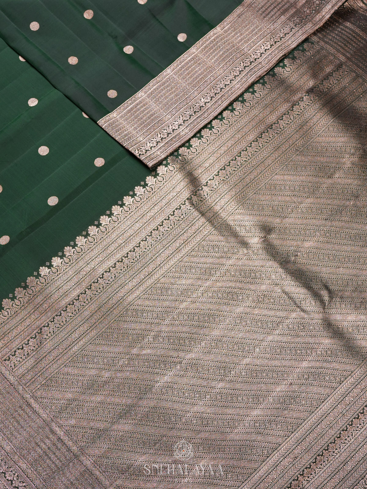 Forest Green Kanjivaram Silk Saree
