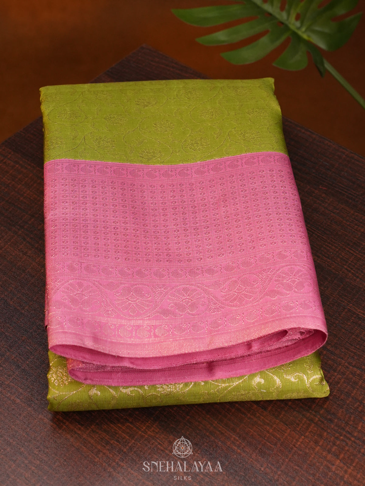 Lime Green Tissue Kanjivaram Silk Saree