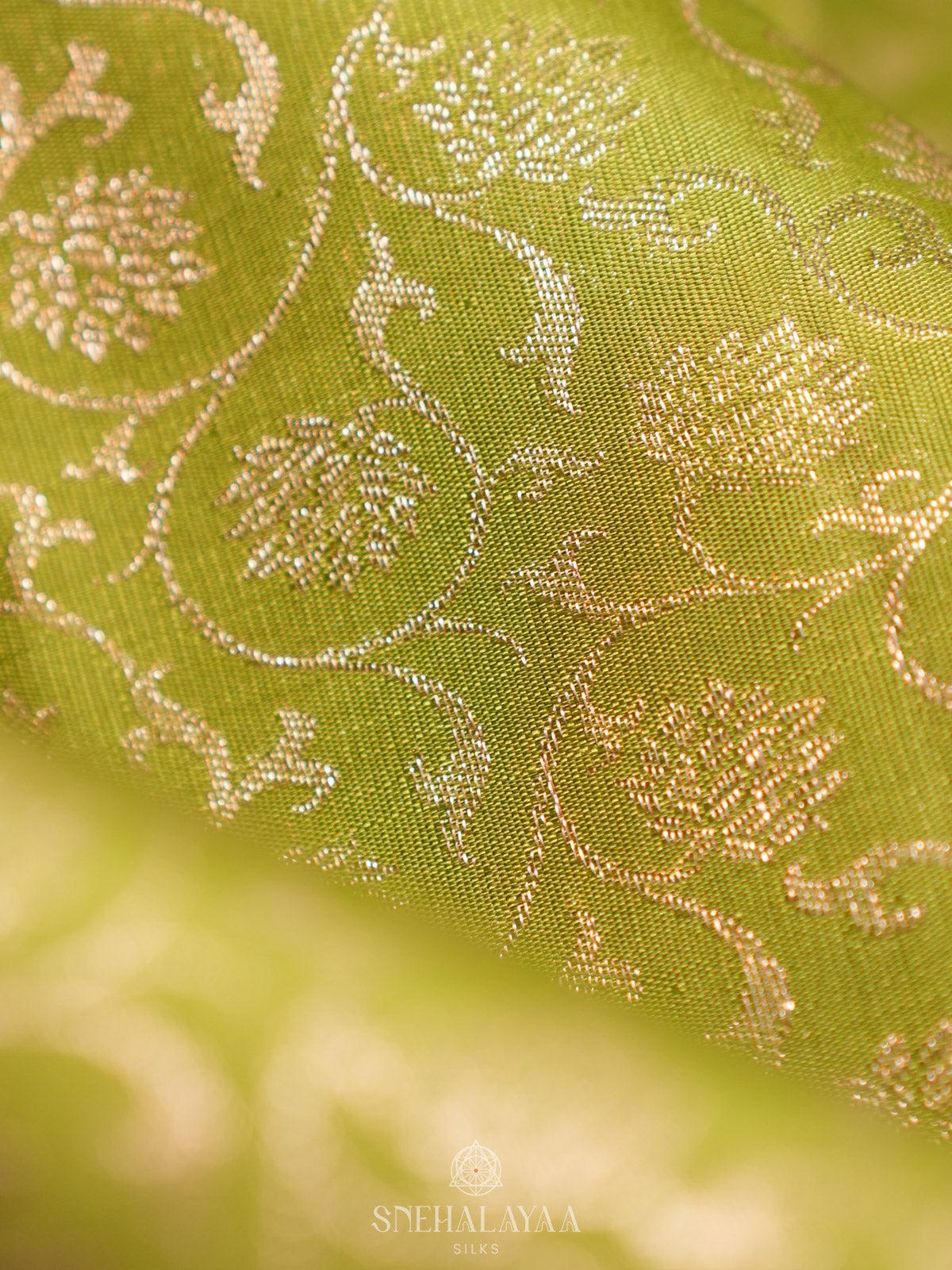 Lime Green Tissue Kanjivaram Silk Saree