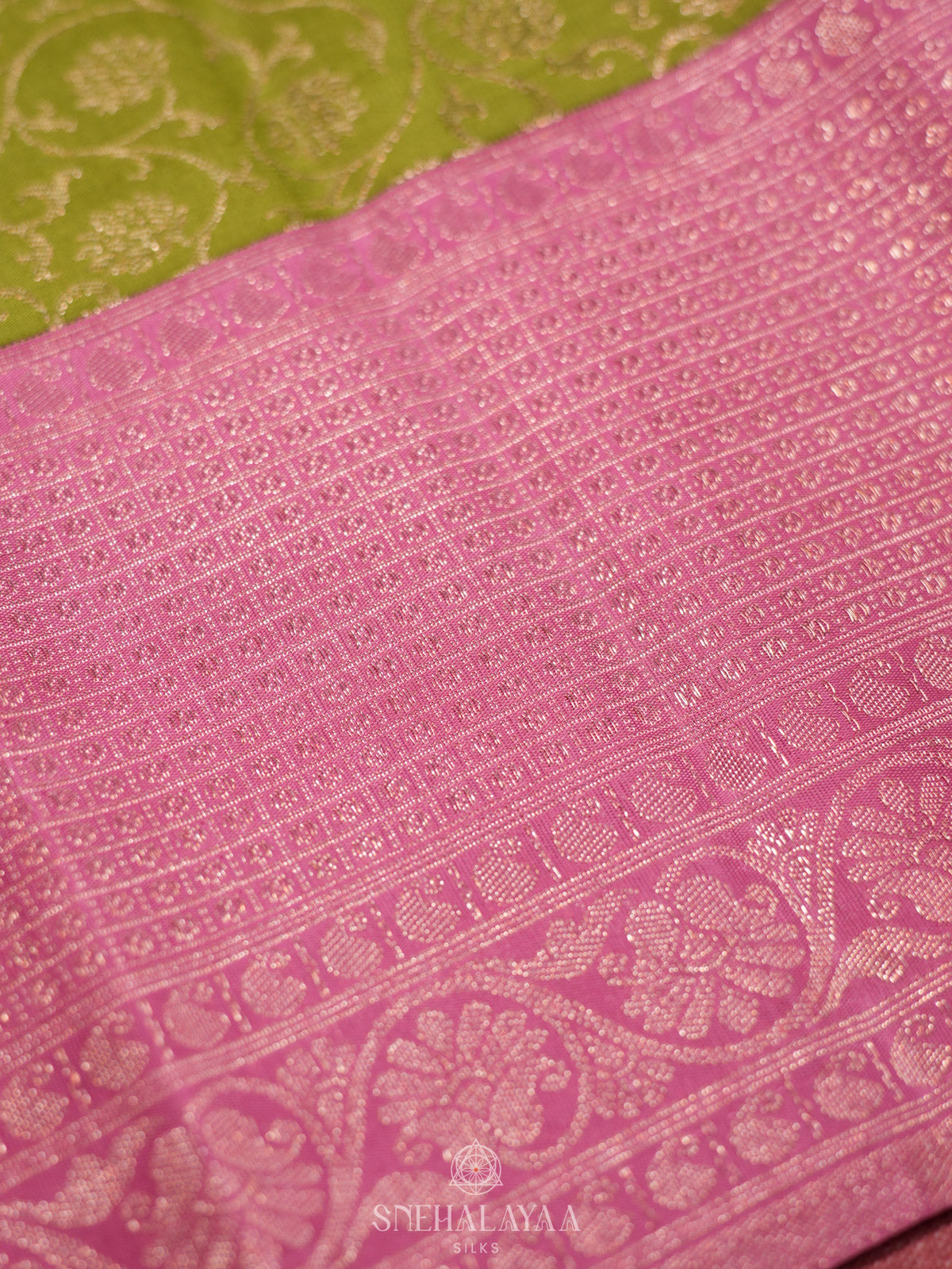 Lime Green Tissue Kanjivaram Silk Saree