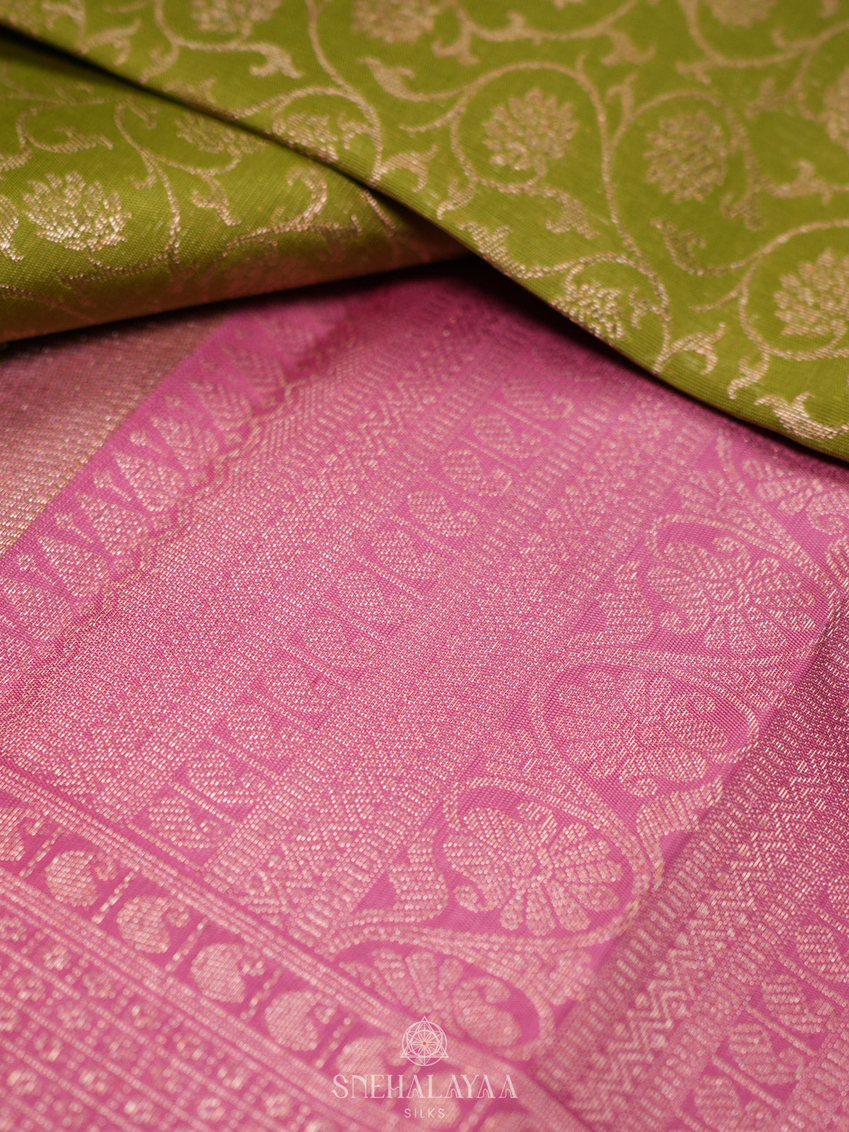 Lime Green Tissue Kanjivaram Silk Saree