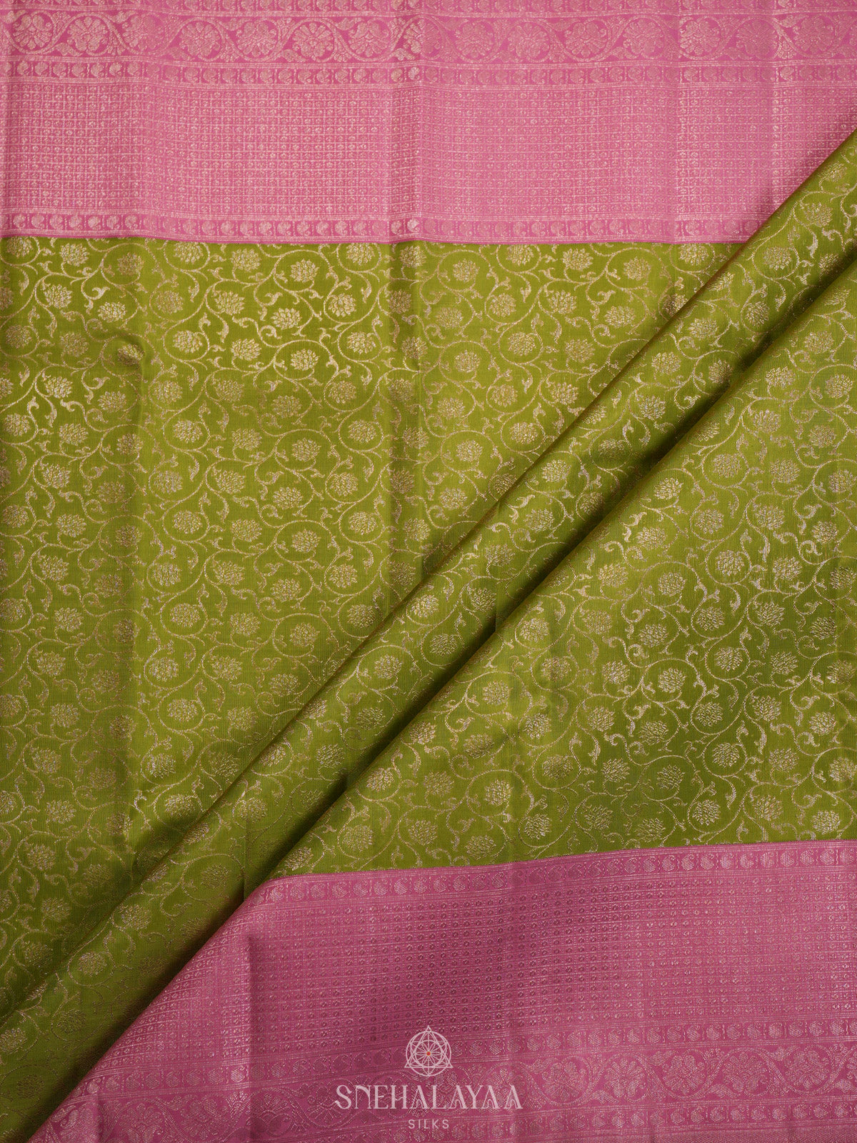 Lime Green Tissue Kanjivaram Silk Saree
