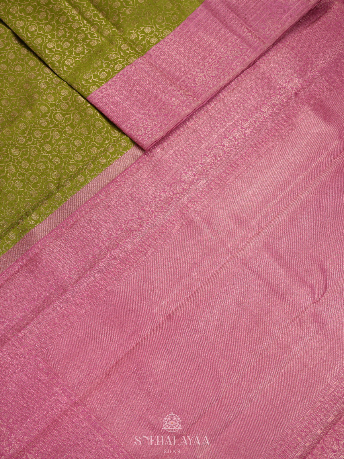 Lime Green Tissue Kanjivaram Silk Saree