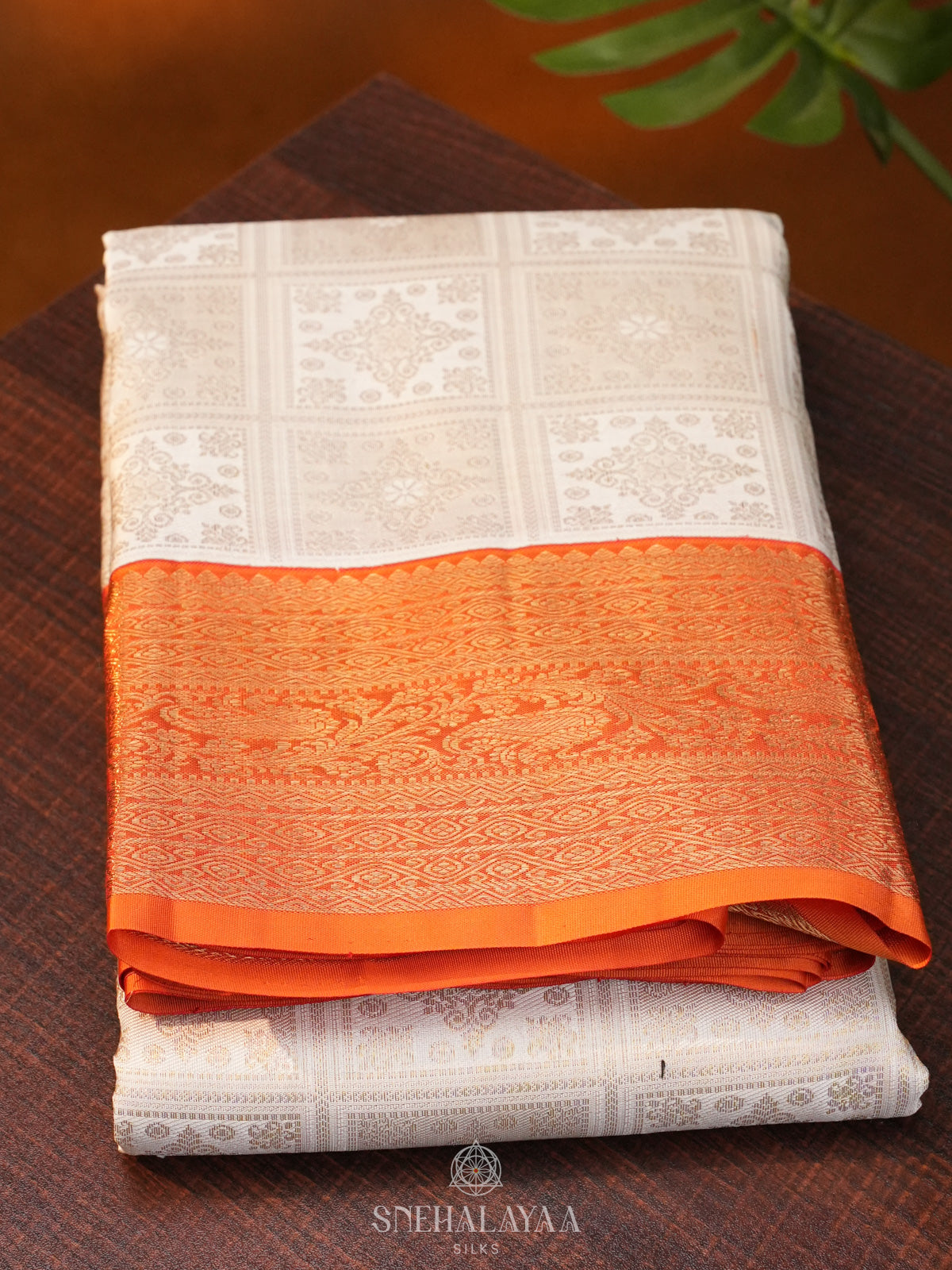 White Kanjivaram Silk Saree