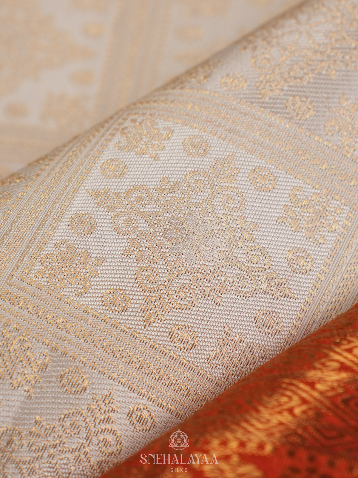 White Kanjivaram Silk Saree