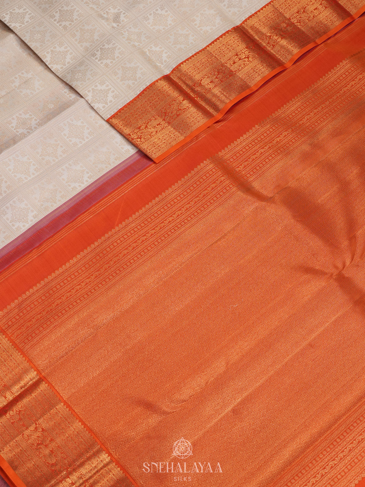 White Kanjivaram Silk Saree