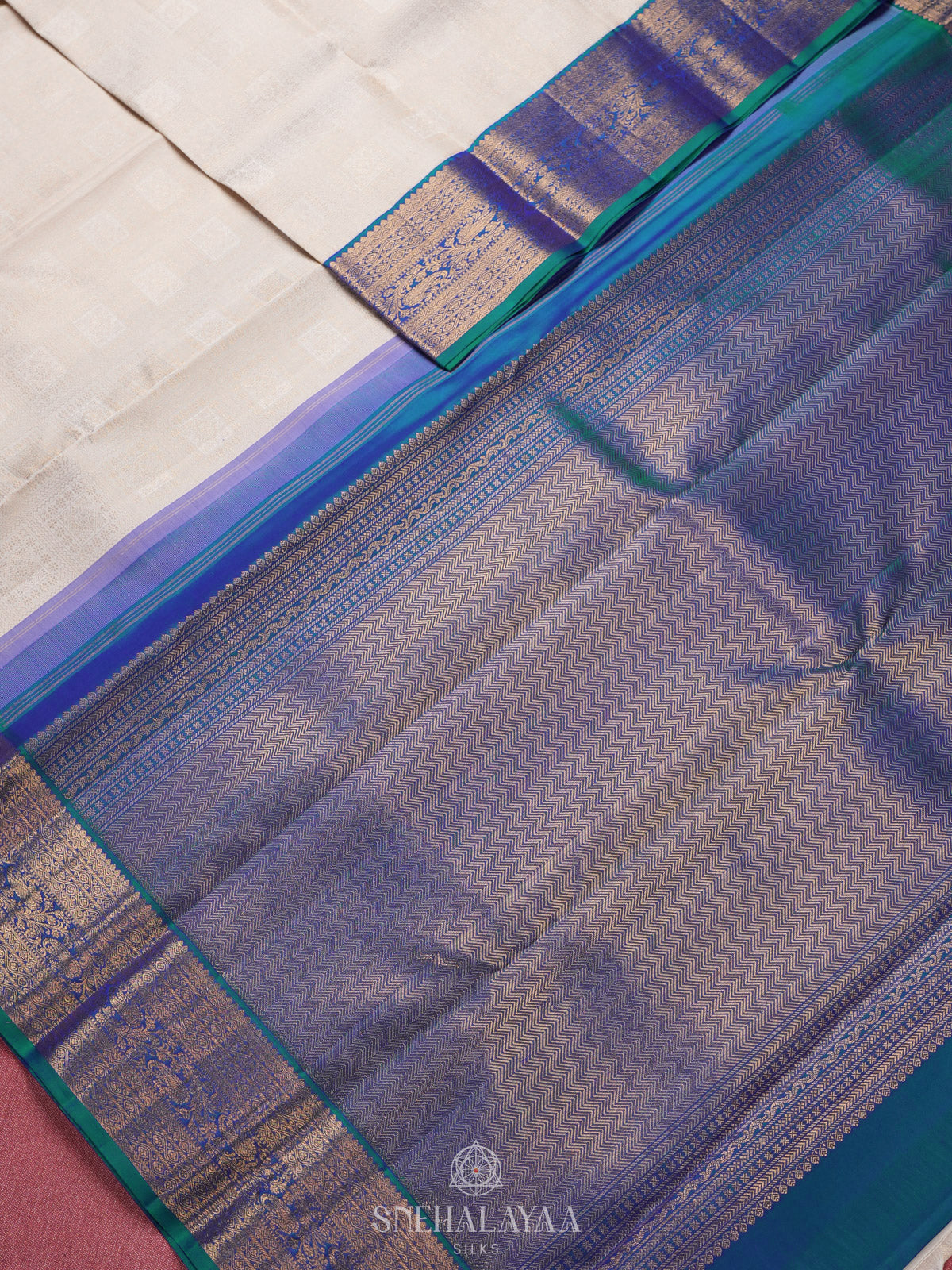 White Kanjivaram Silk Saree