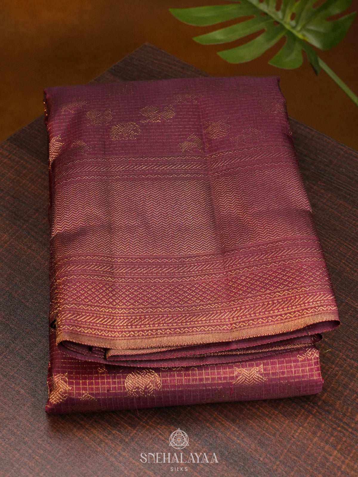 Burgundy Kanjivaram Silk Saree