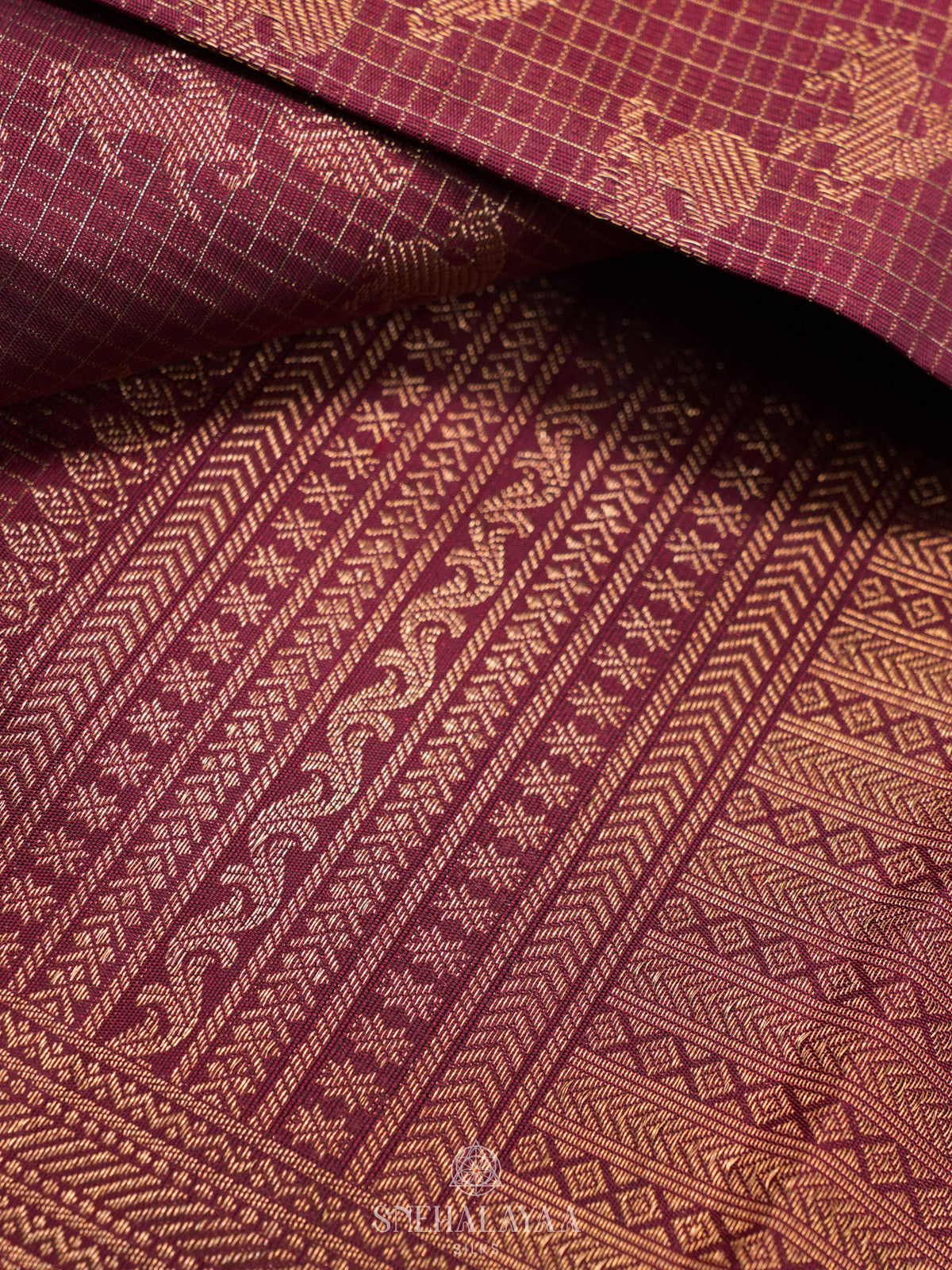 Burgundy Kanjivaram Silk Saree