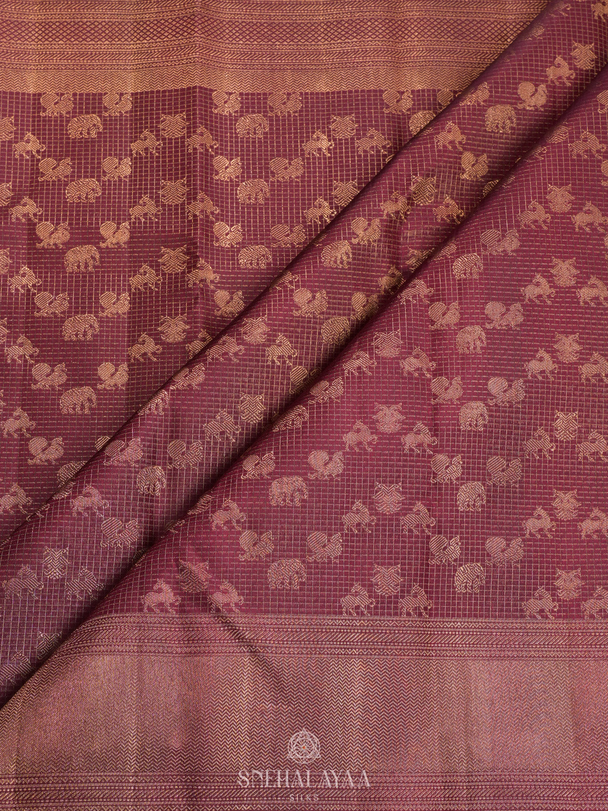 Burgundy Kanjivaram Silk Saree