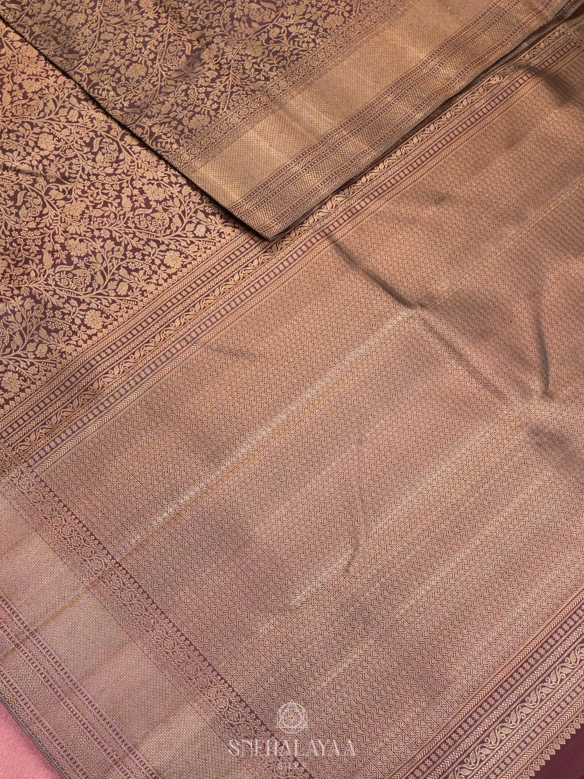 Brown Kanjivaram Silk Saree