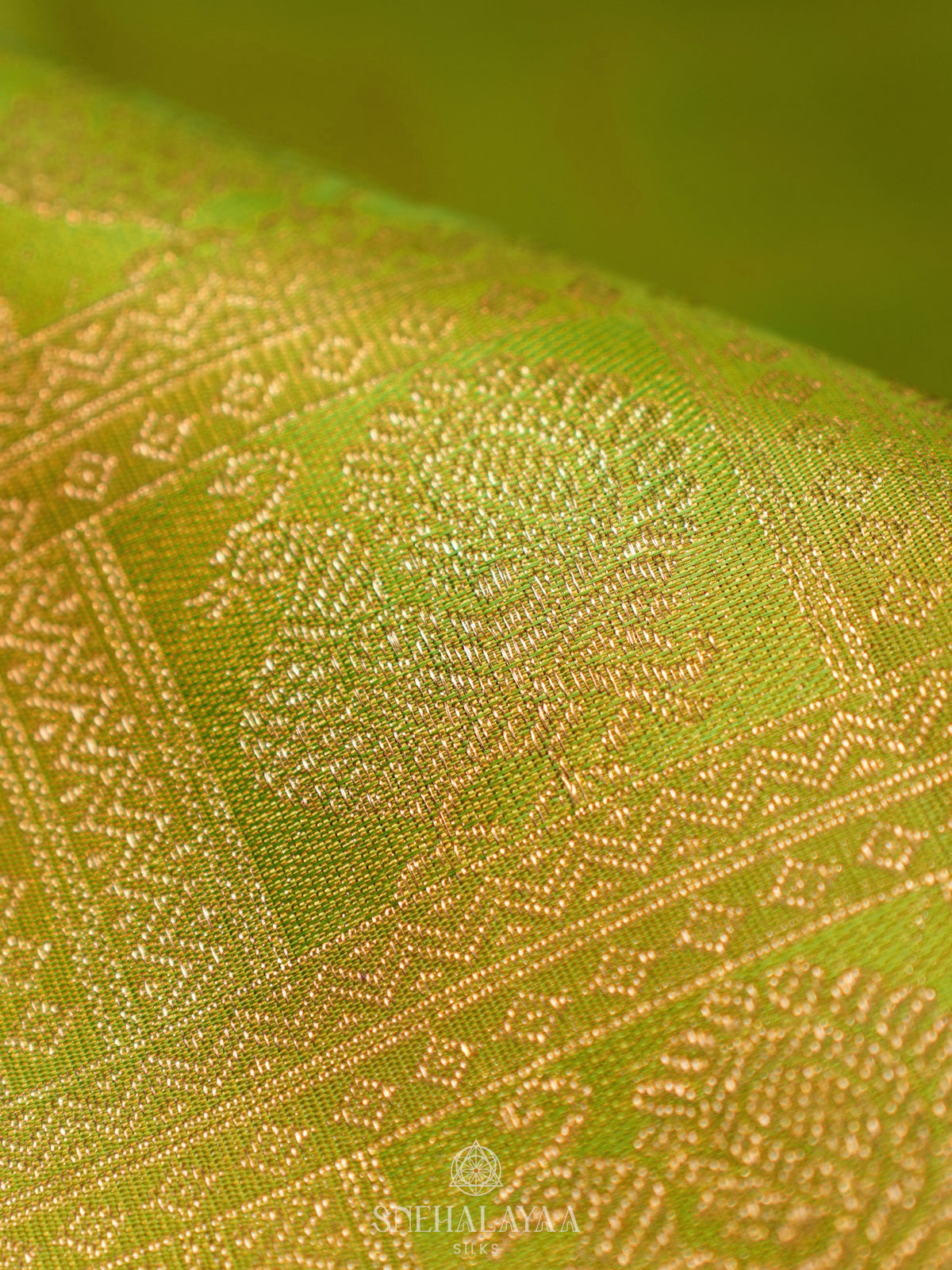 Lime Green Kanjivaram Silk Saree