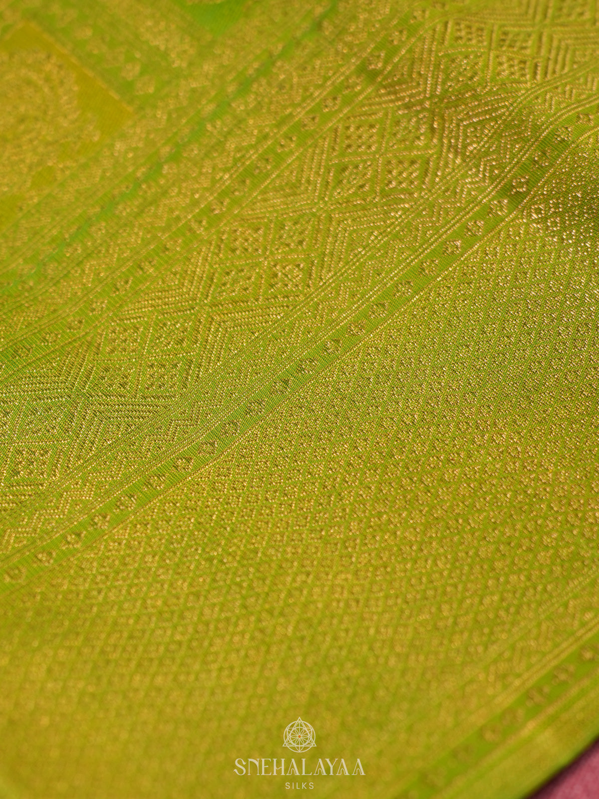 Lime Green Kanjivaram Silk Saree