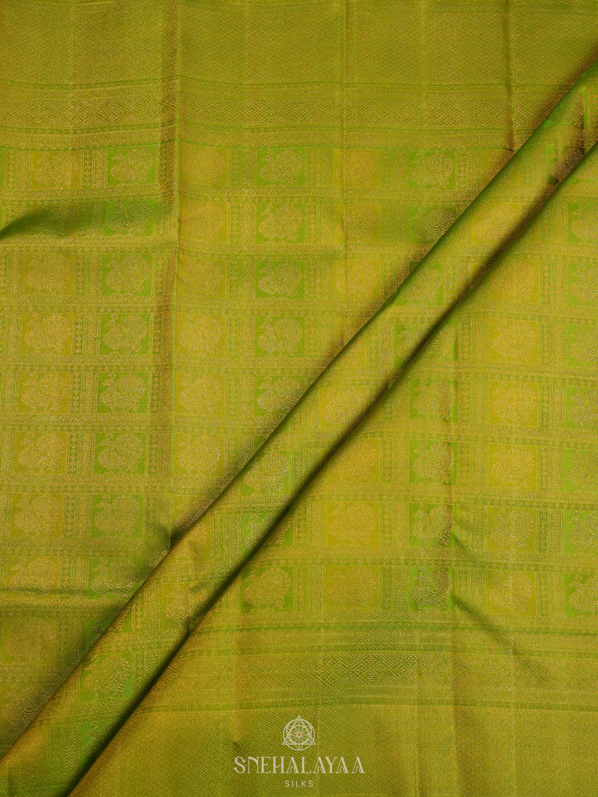 Lime Green Kanjivaram Silk Saree