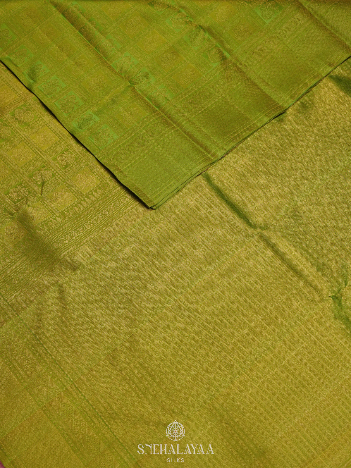 Lime Green Kanjivaram Silk Saree