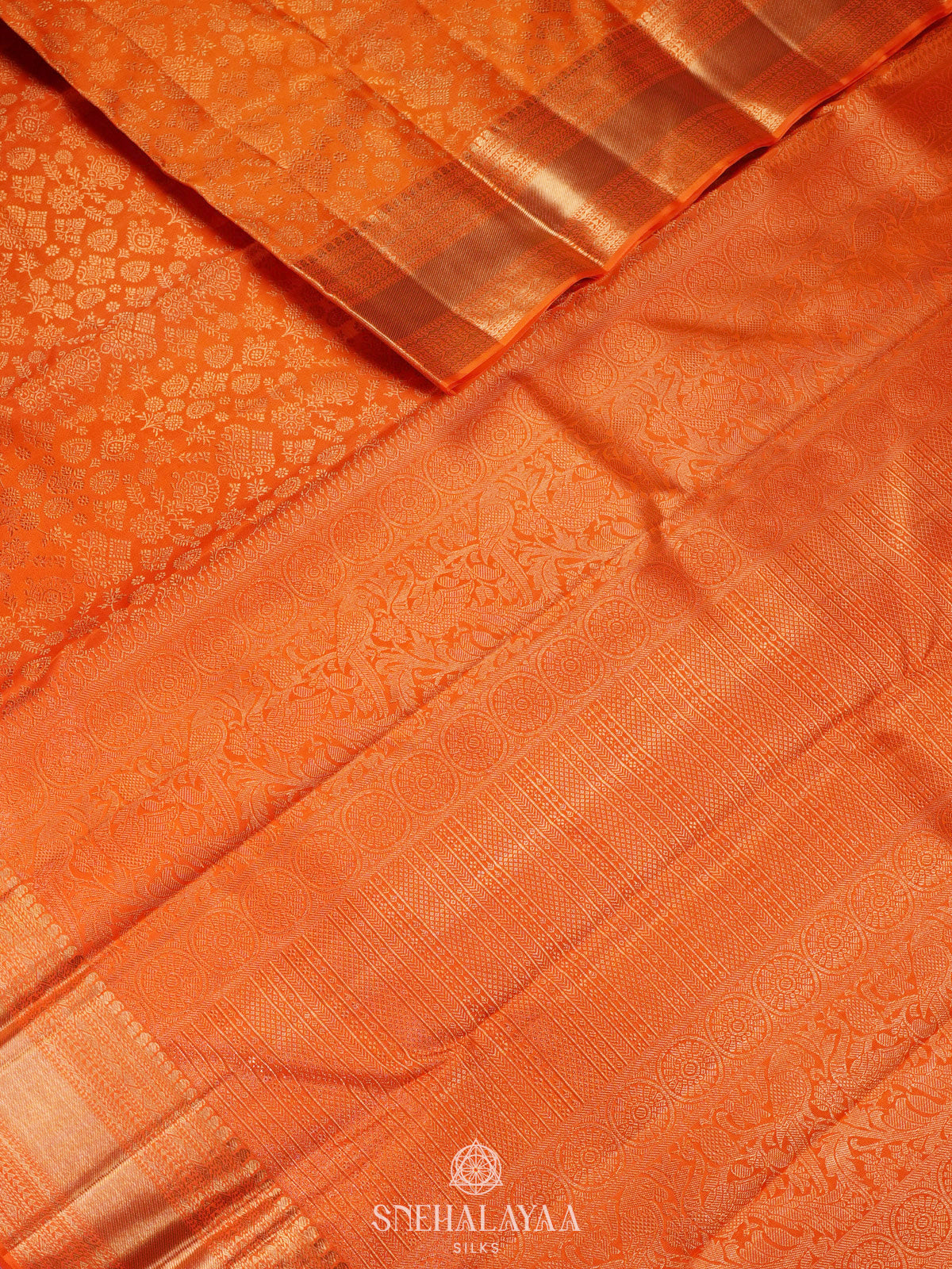Orange Kanjivaram Silk Saree