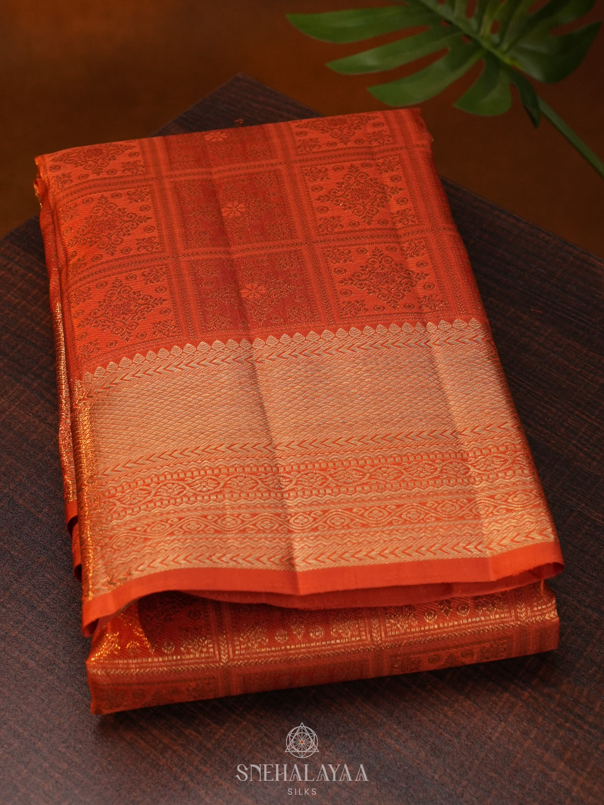 Orange Tissue Kanjivaram Silk Saree