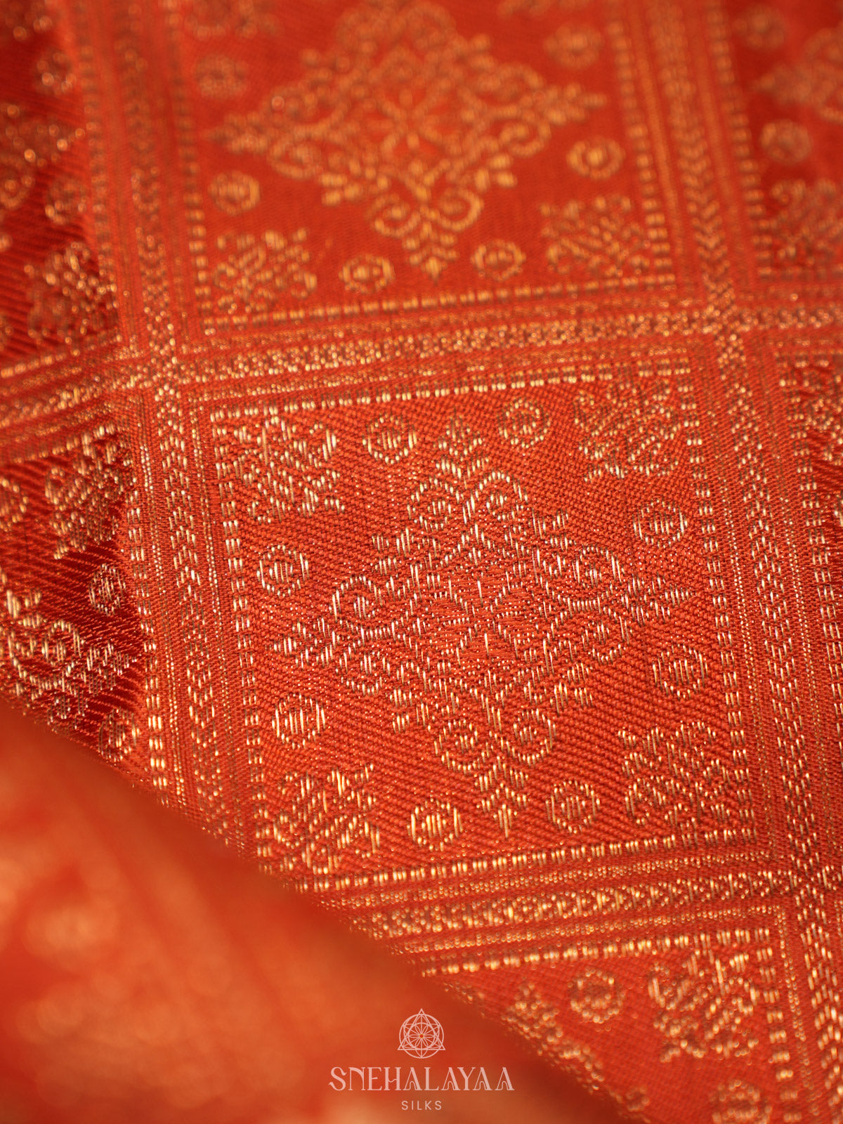 Orange Tissue Kanjivaram Silk Saree