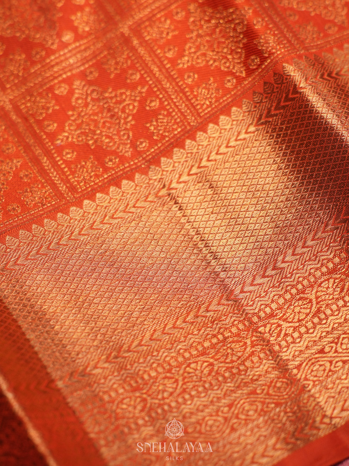 Orange Tissue Kanjivaram Silk Saree