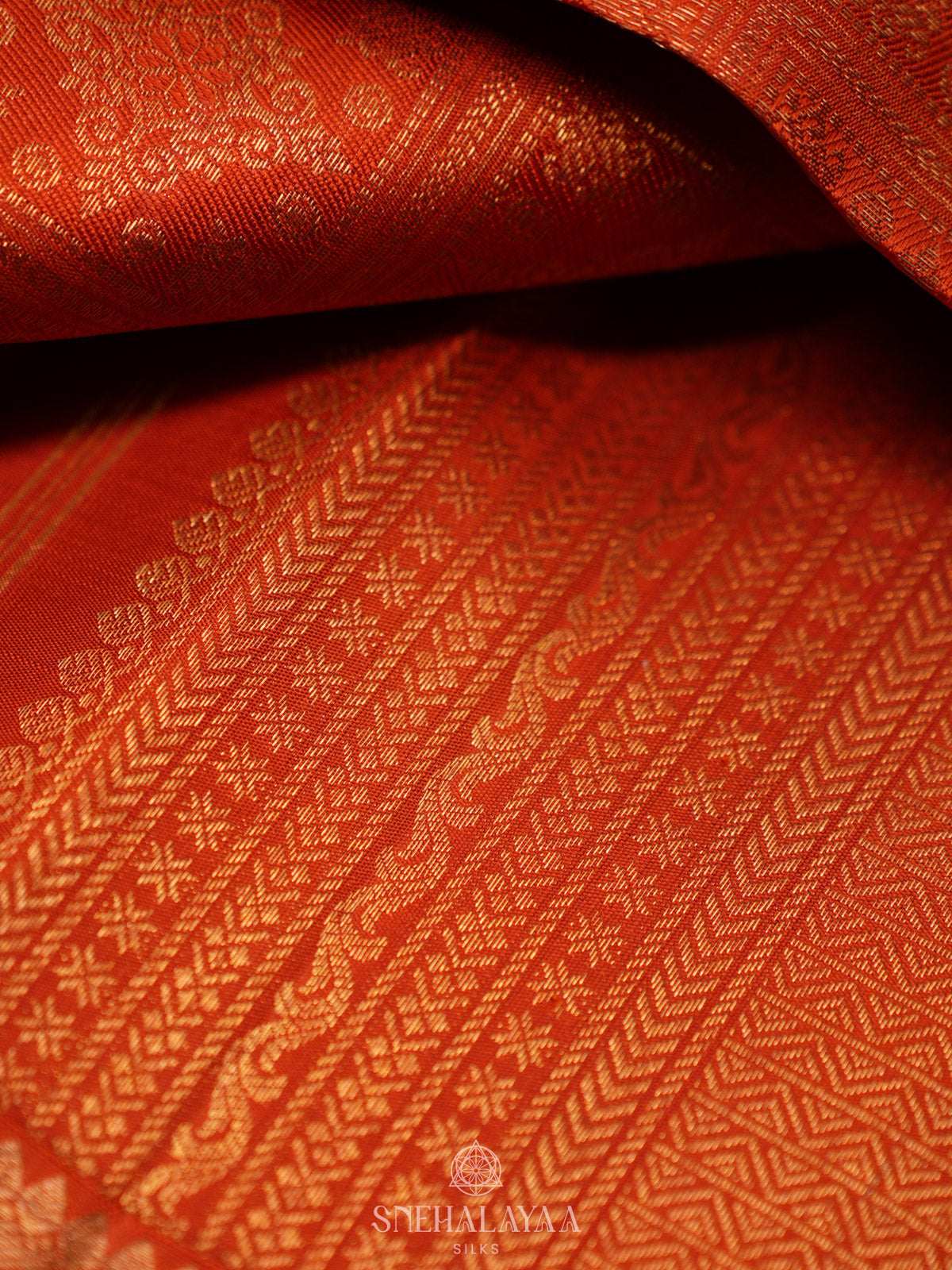 Orange Tissue Kanjivaram Silk Saree