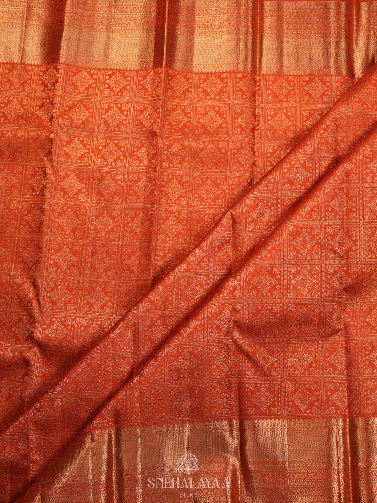Orange Tissue Kanjivaram Silk Saree