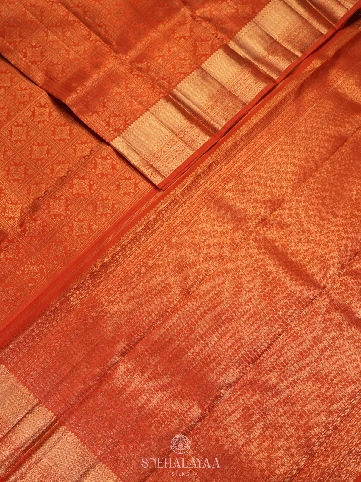 Orange Tissue Kanjivaram Silk Saree