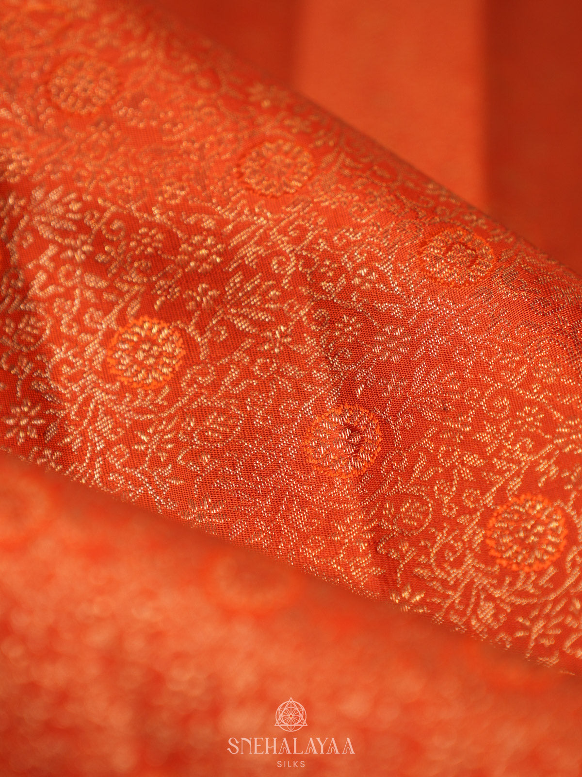 Orange Tissue Kanjivaram Silk Saree