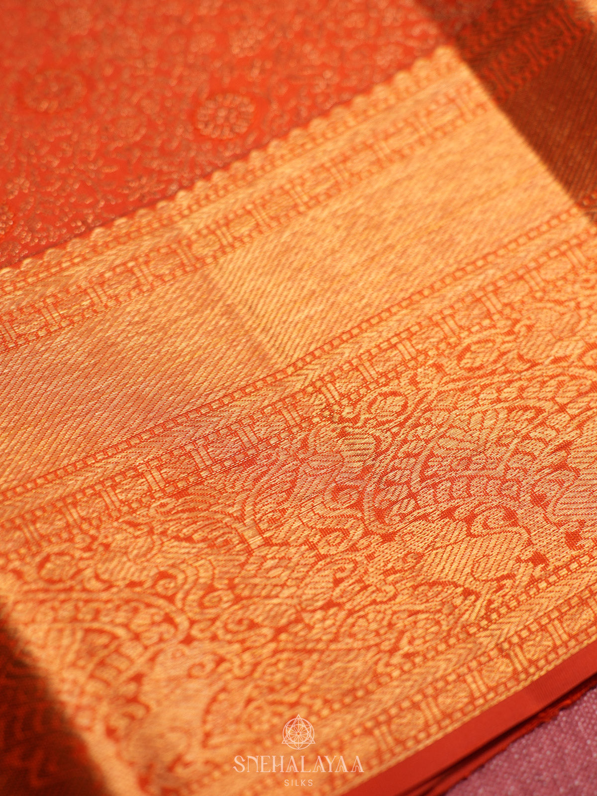 Orange Tissue Kanjivaram Silk Saree