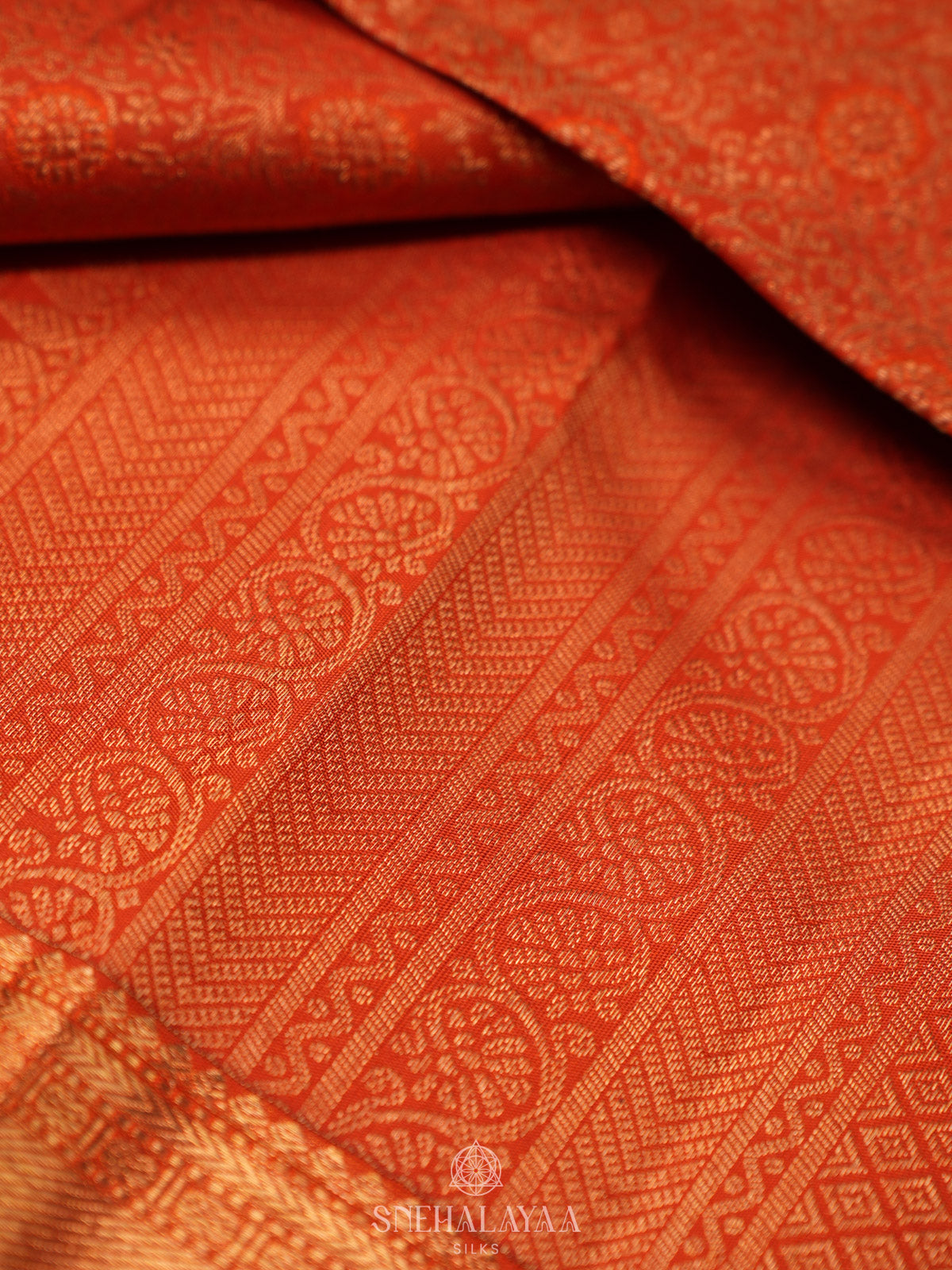 Orange Tissue Kanjivaram Silk Saree