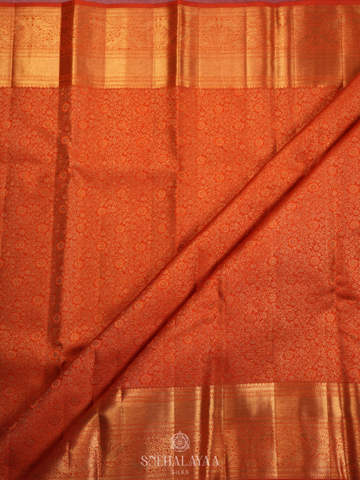 Orange Tissue Kanjivaram Silk Saree