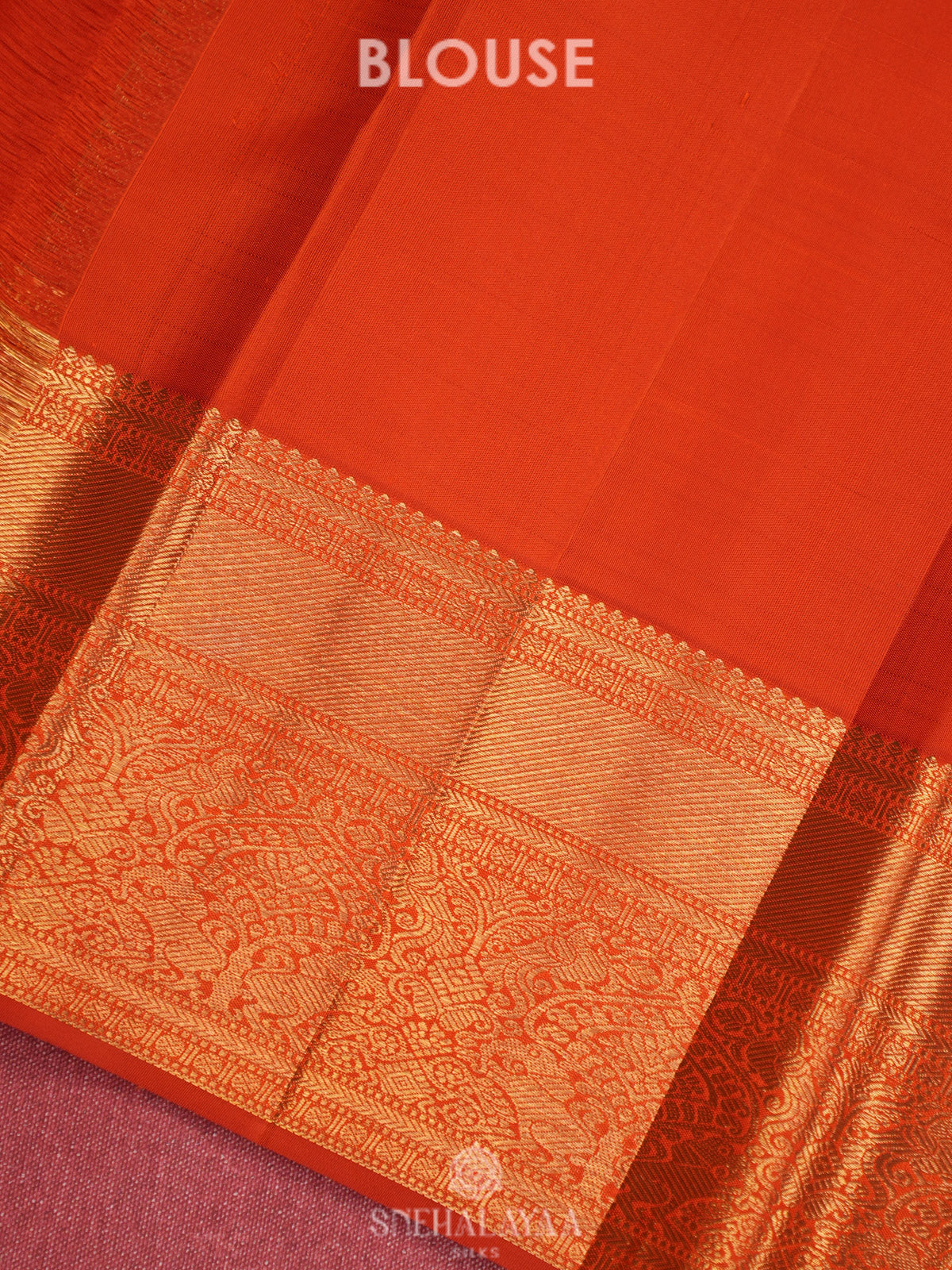 Orange Tissue Kanjivaram Silk Saree