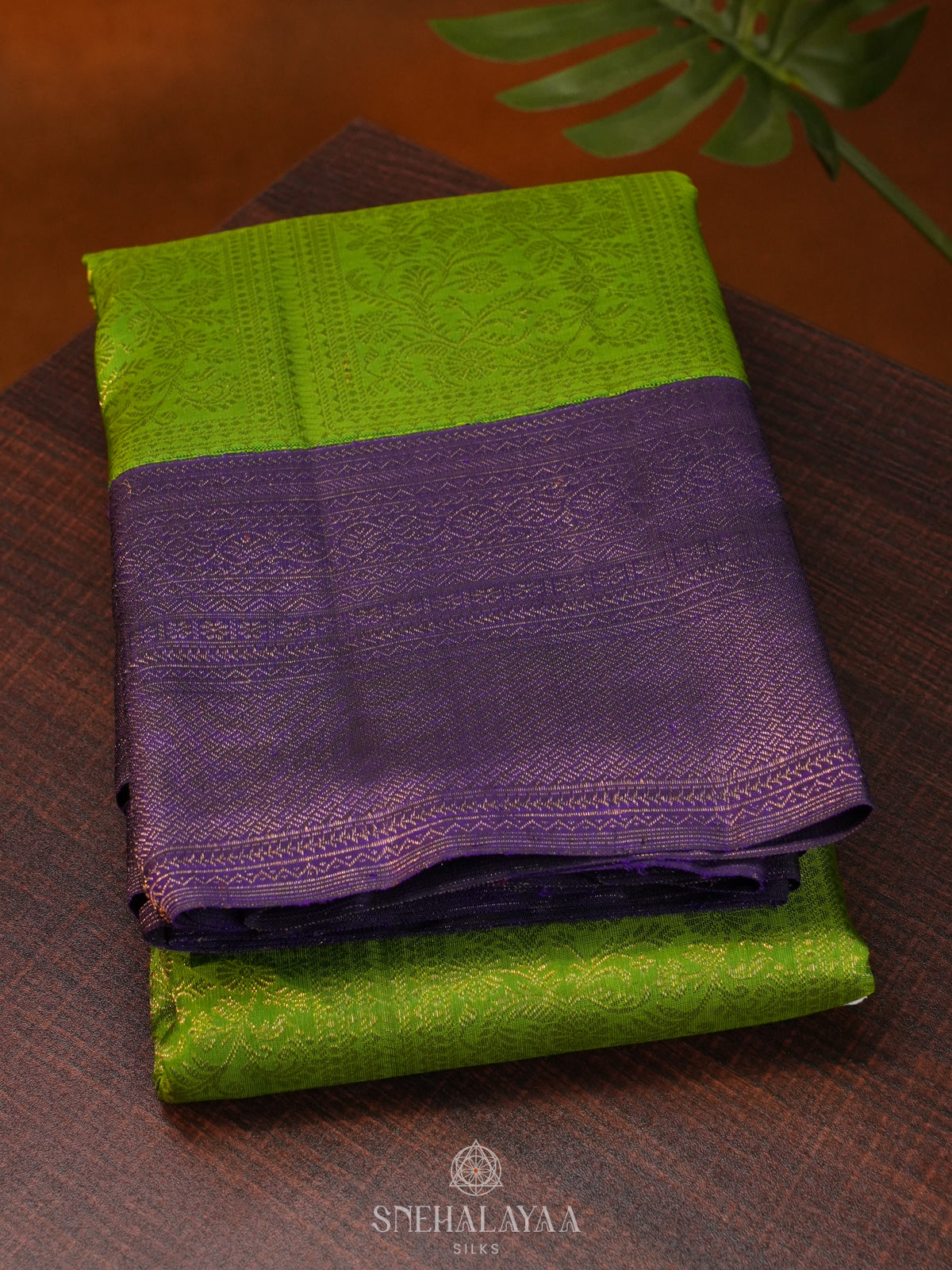 Lime Green Tissue Kanjivaram Silk Saree