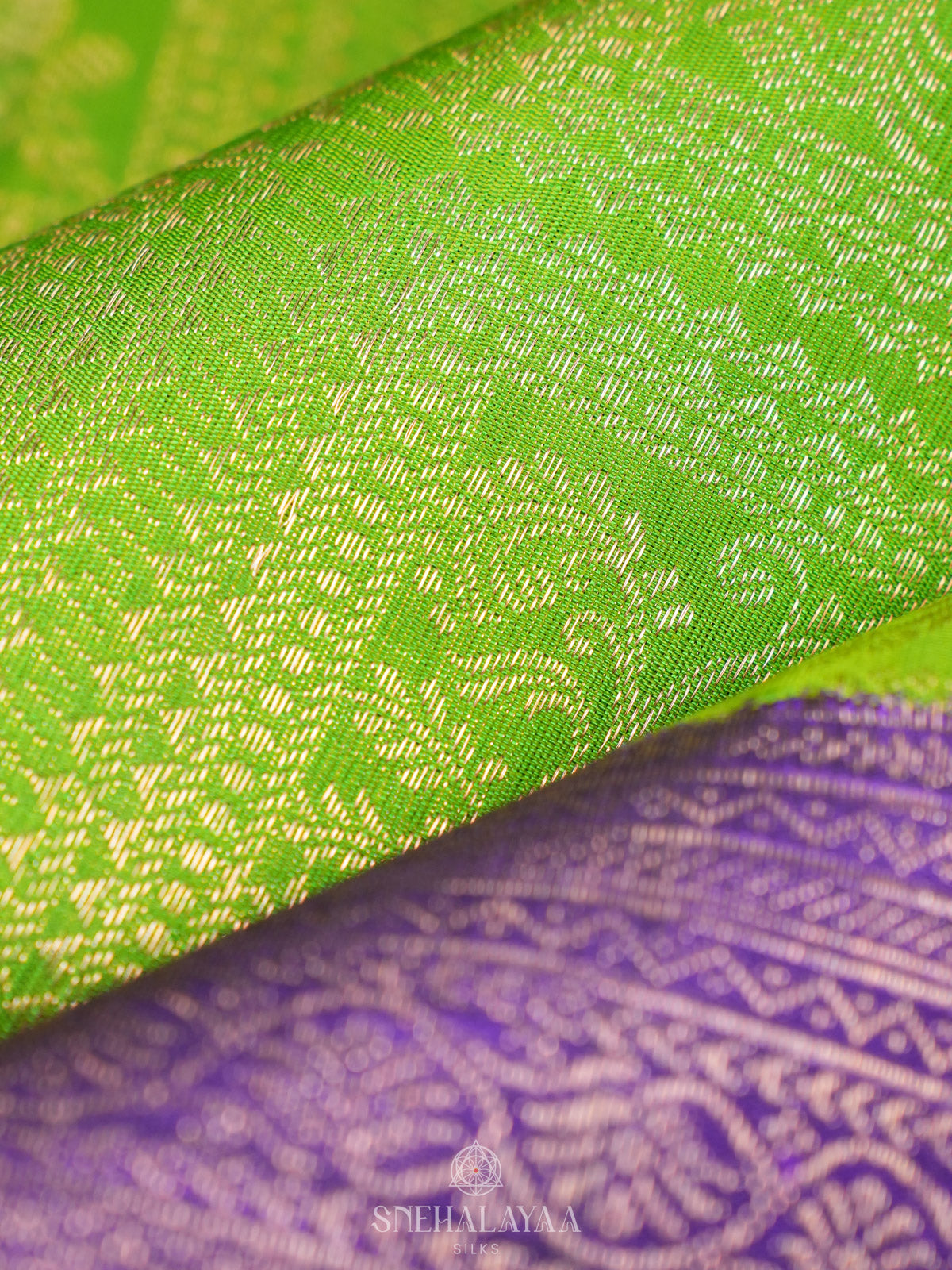 Lime Green Tissue Kanjivaram Silk Saree