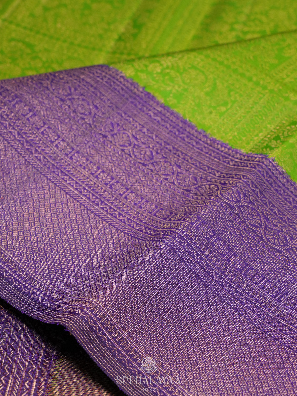 Lime Green Tissue Kanjivaram Silk Saree