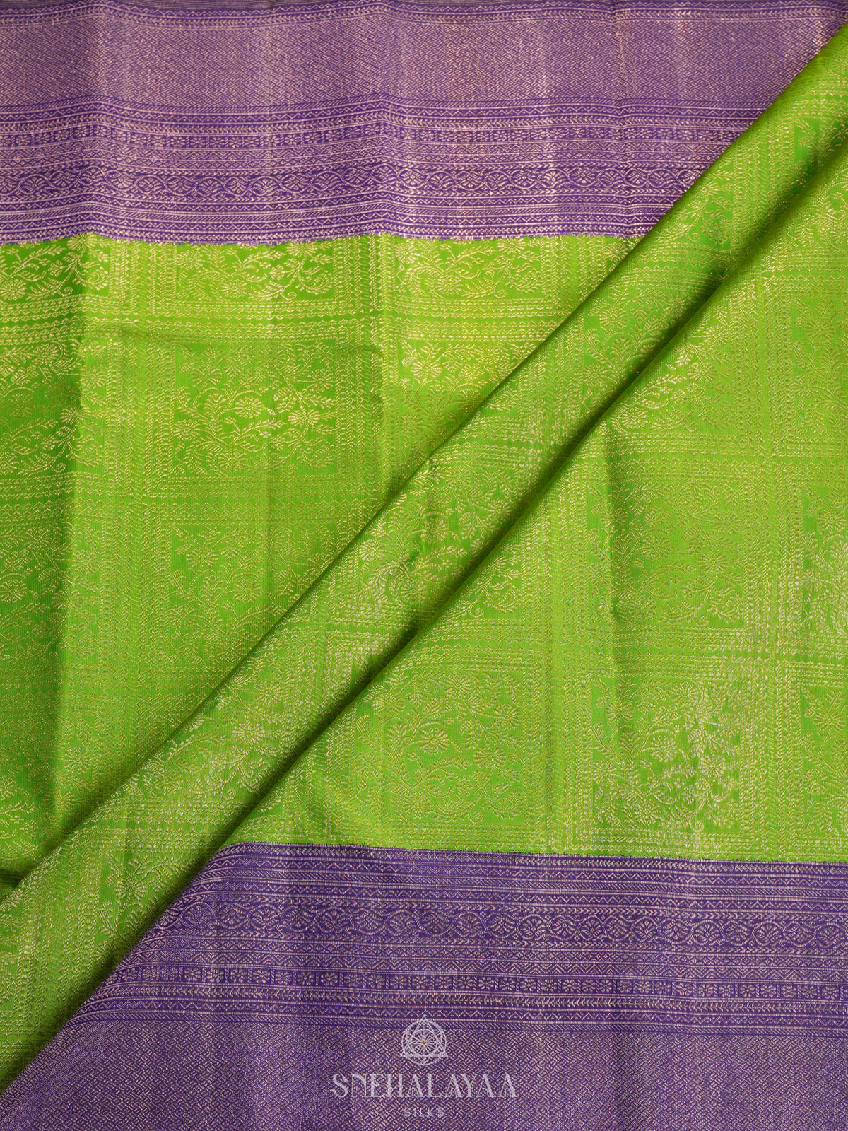 Lime Green Tissue Kanjivaram Silk Saree