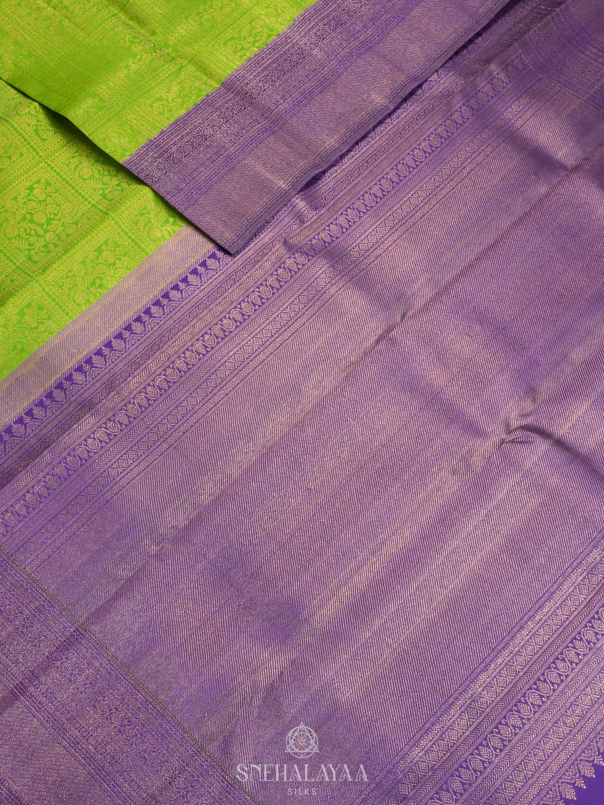 Lime Green Tissue Kanjivaram Silk Saree