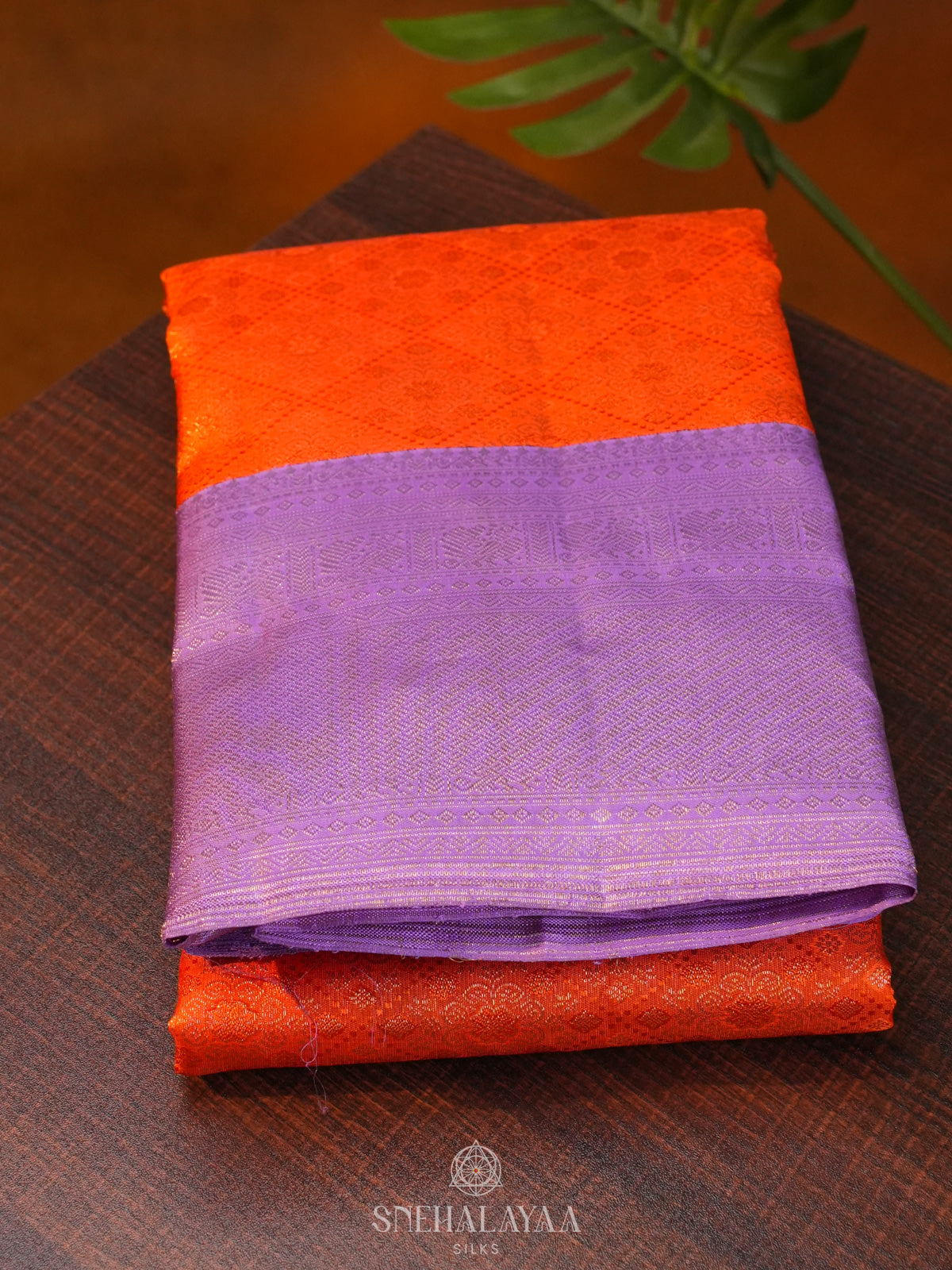 Orange Tissue Kanjivaram Silk Saree