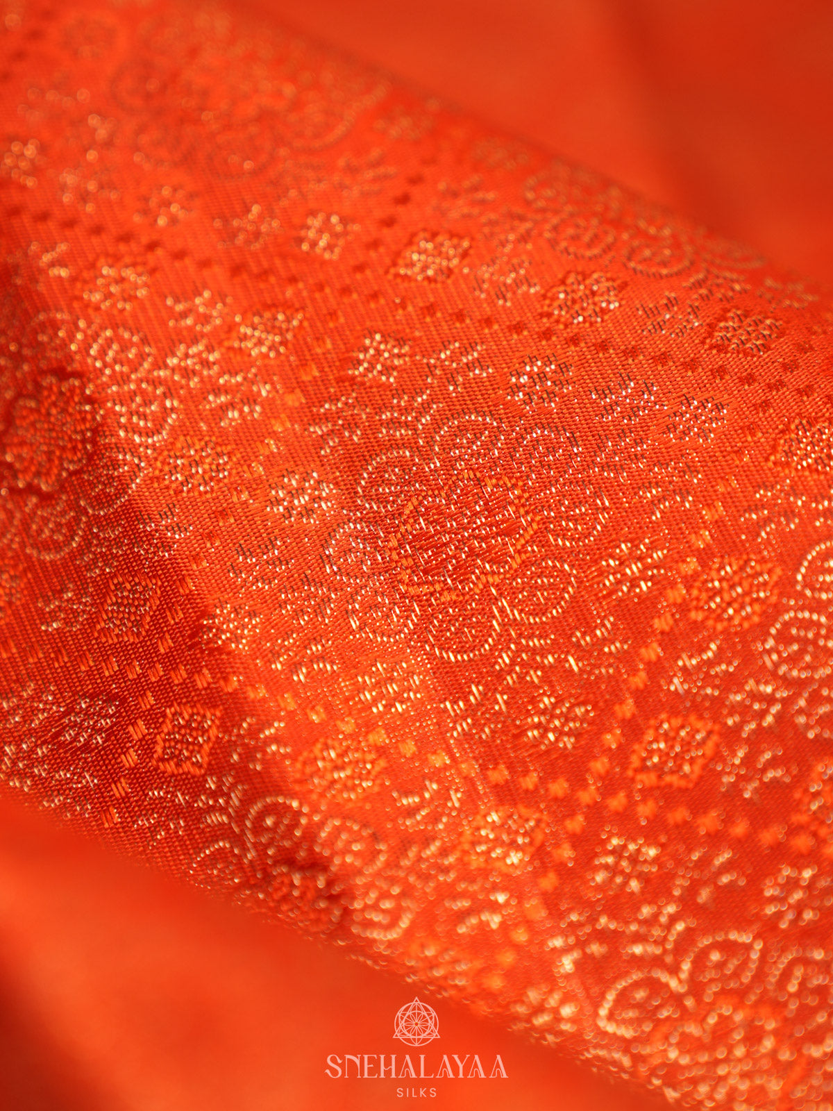 Orange Tissue Kanjivaram Silk Saree